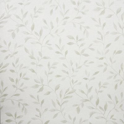 GoodHome Linton Sage green Woven effect Leaf trail Textured Wallpaper
