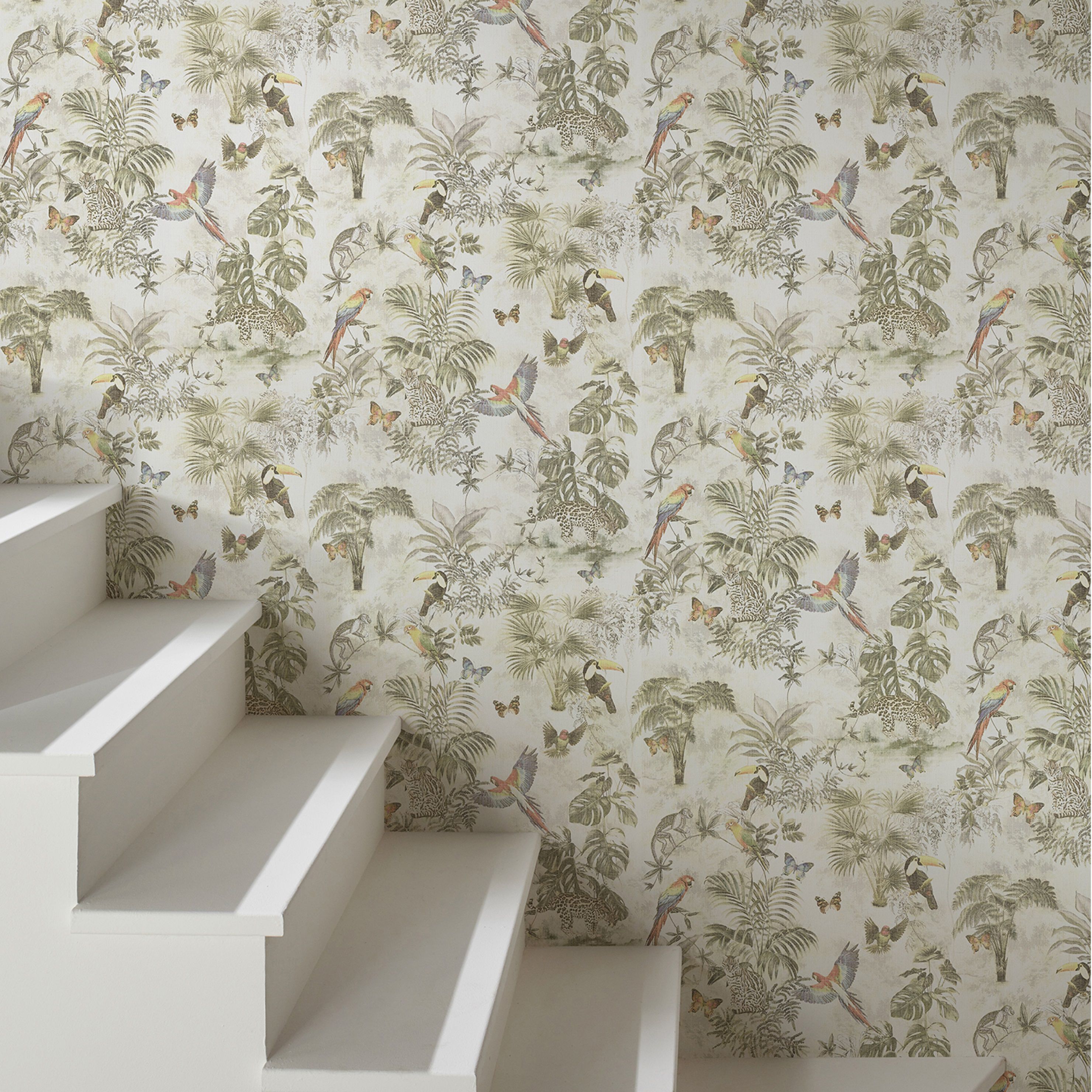 GoodHome Lipia Multicolour Glitter & mica effect Jungle Textured Wallpaper Sample