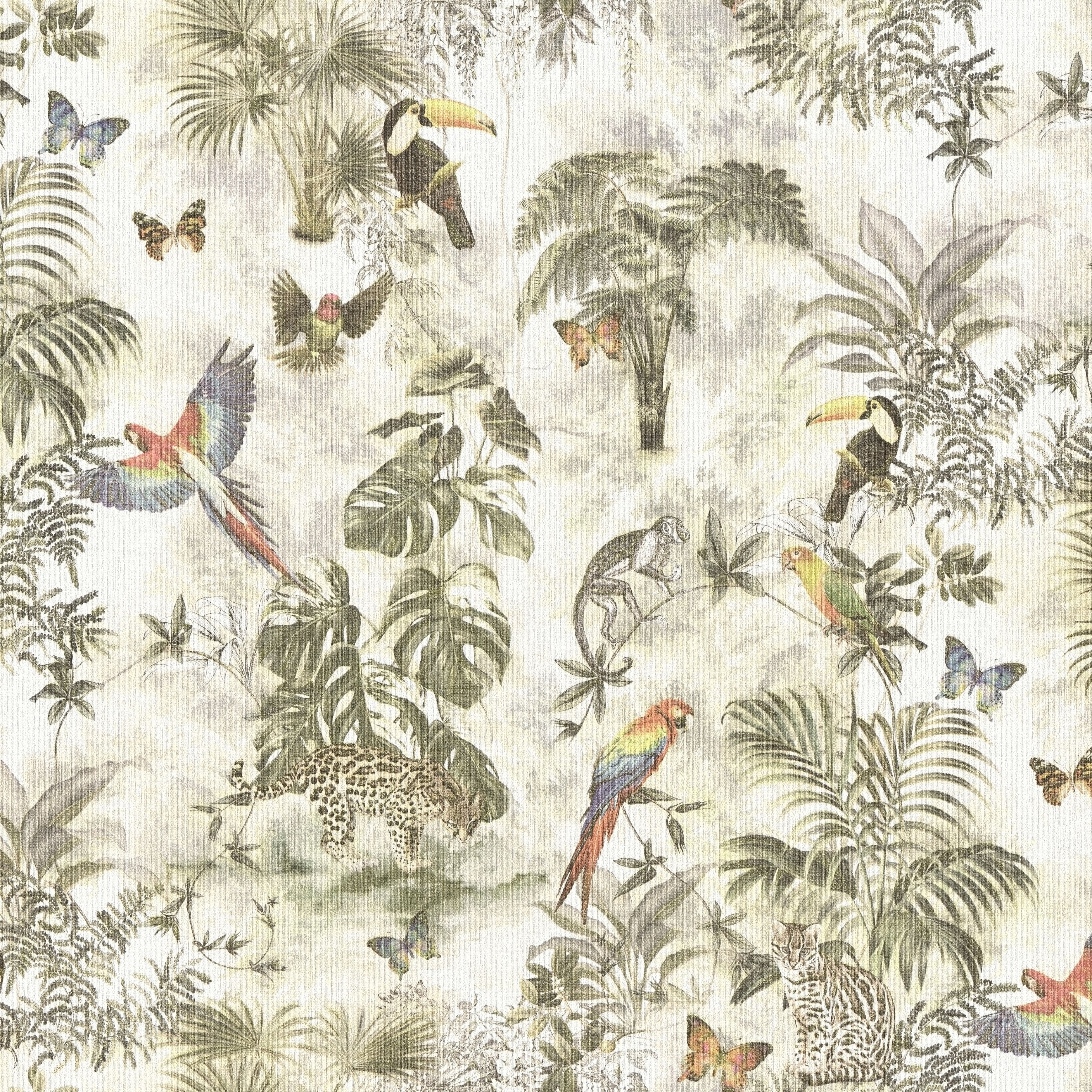 GoodHome Lipia Multicolour Glitter & mica effect Jungle Textured Wallpaper