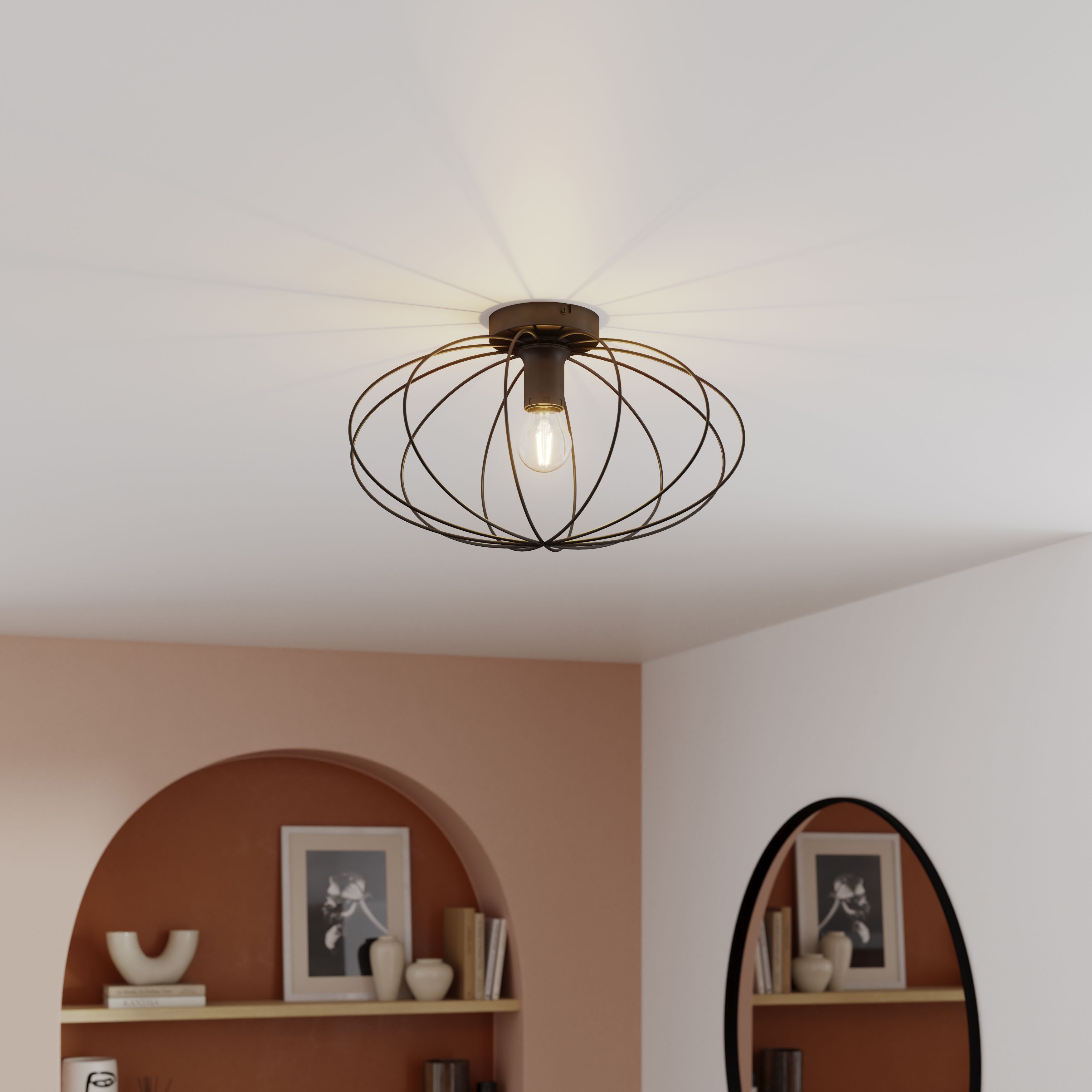 GoodHome Lippo Round Matt Metal Black Ceiling light