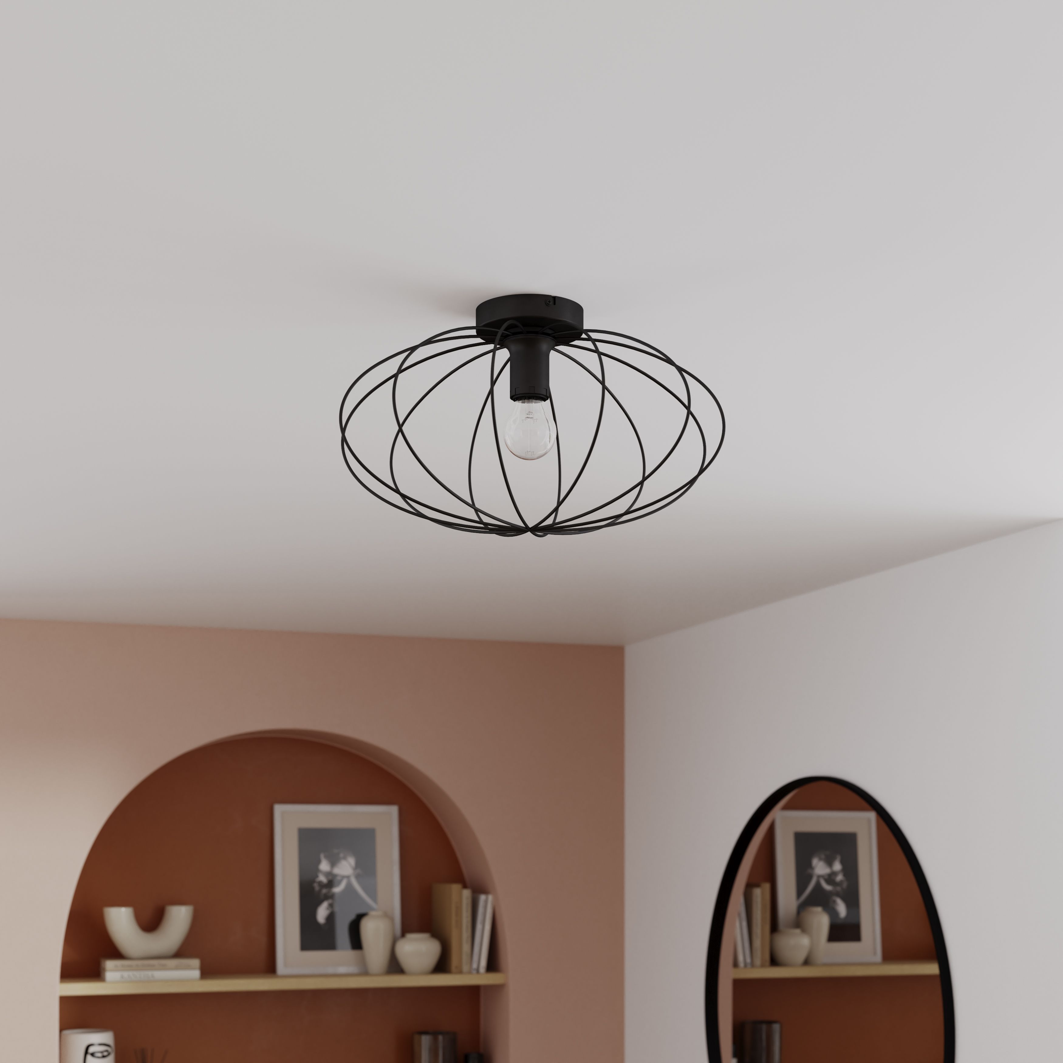 GoodHome Lippo Round Matt Metal Black Ceiling light