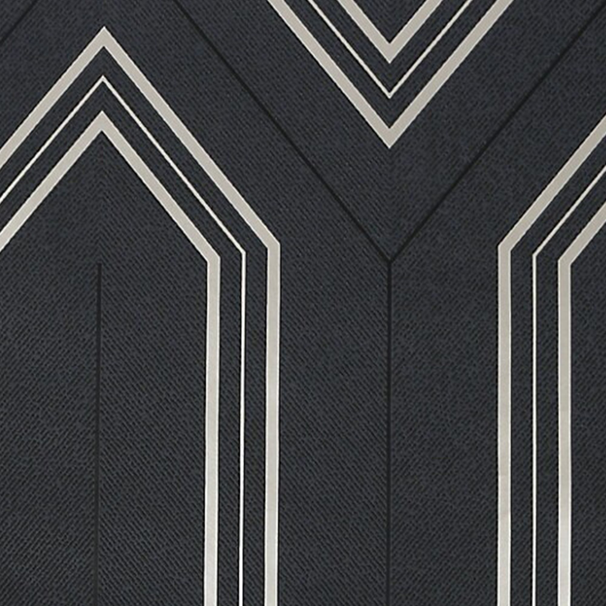 GoodHome Lisle Charcoal Metallic effect Geometric Textured Wallpaper