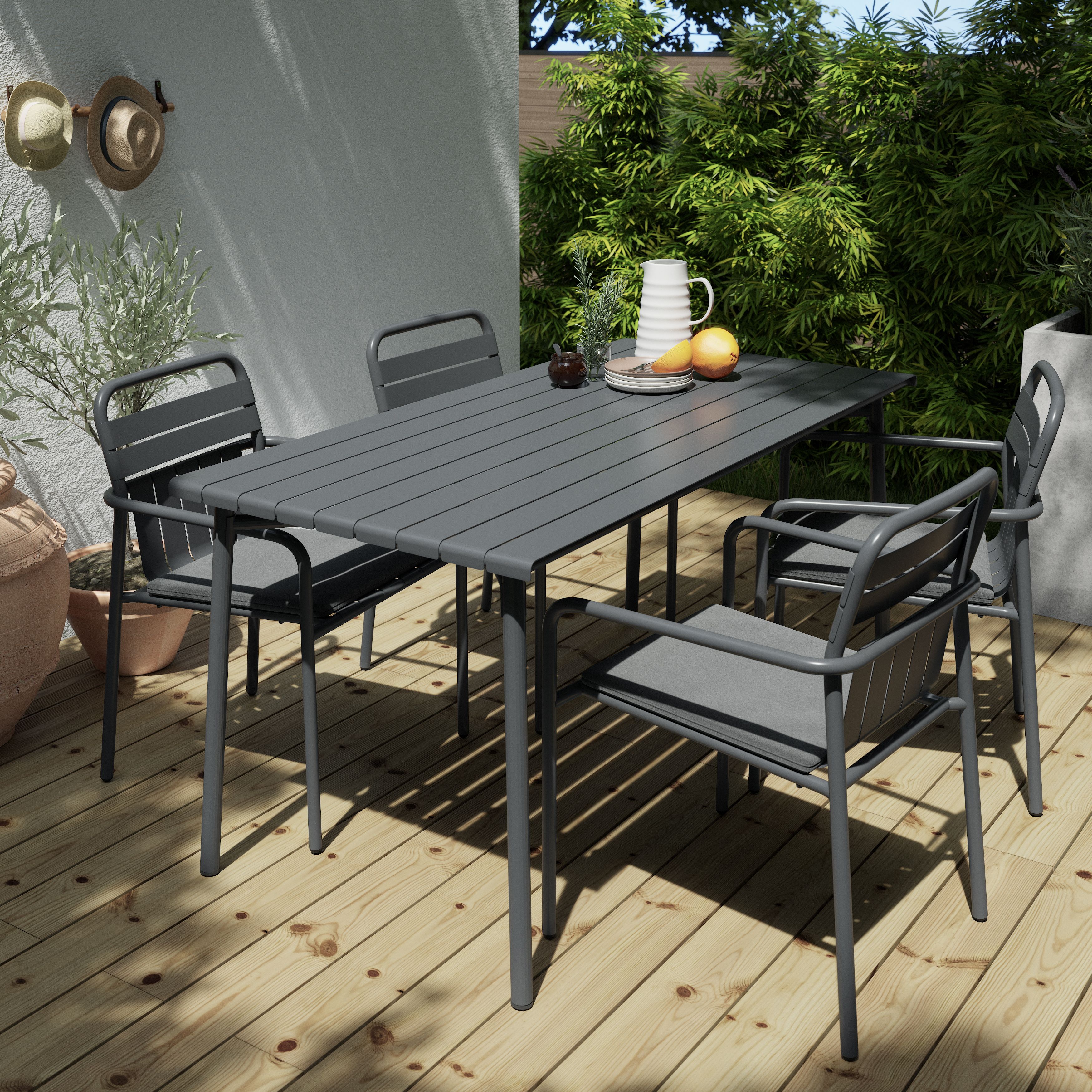 GoodHome Lithari Dark shadow Metal Slat Armchair