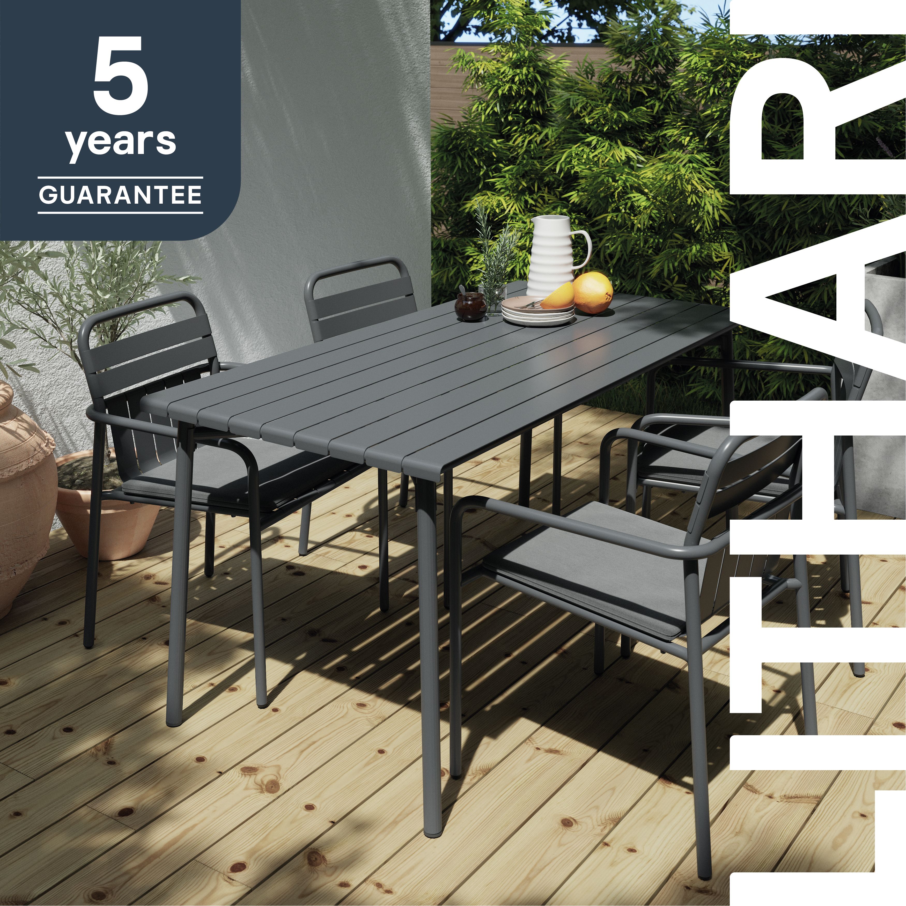 GoodHome Lithari Dark shadow Metal Slat Armchair