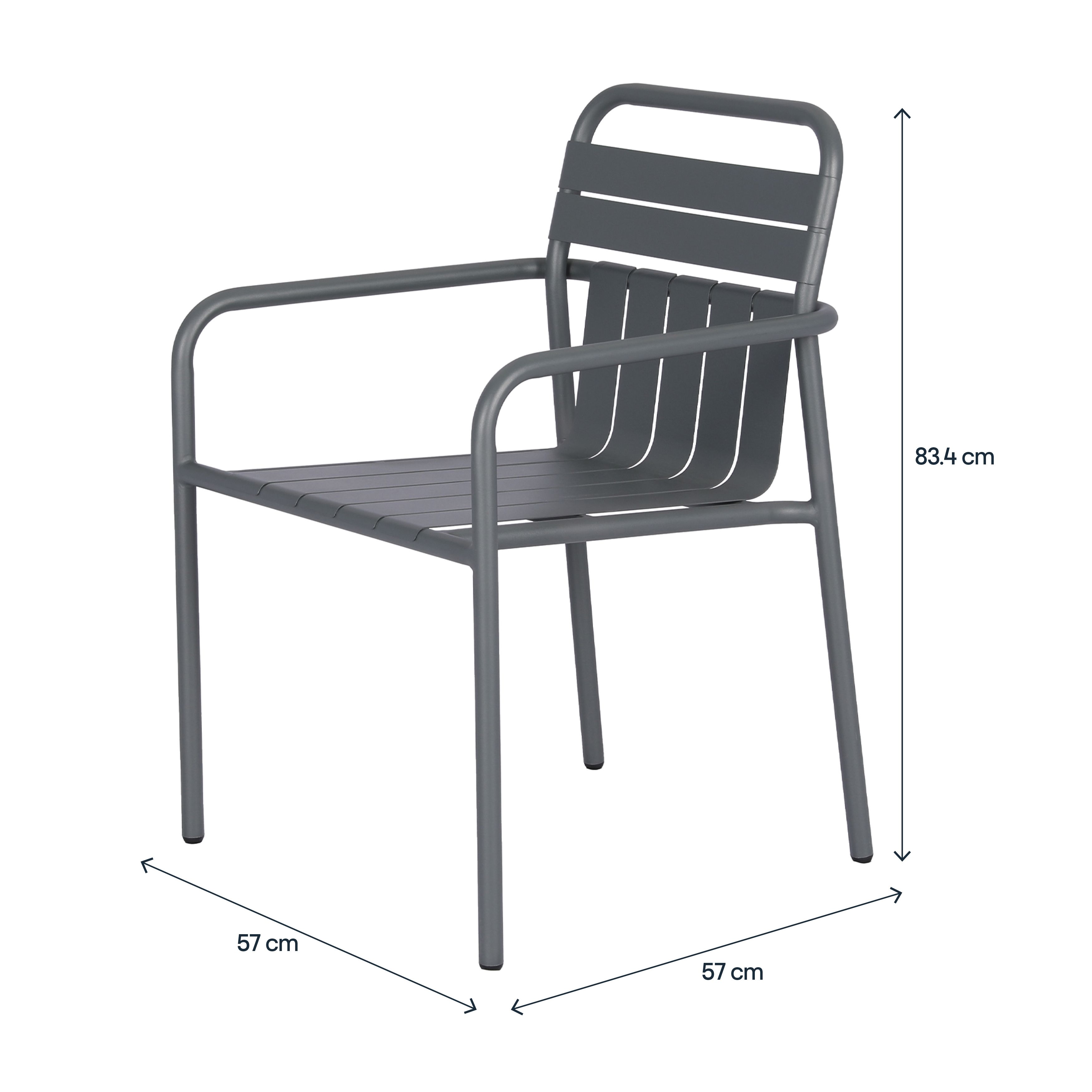 GoodHome Lithari Dark shadow Metal Slat Armchair