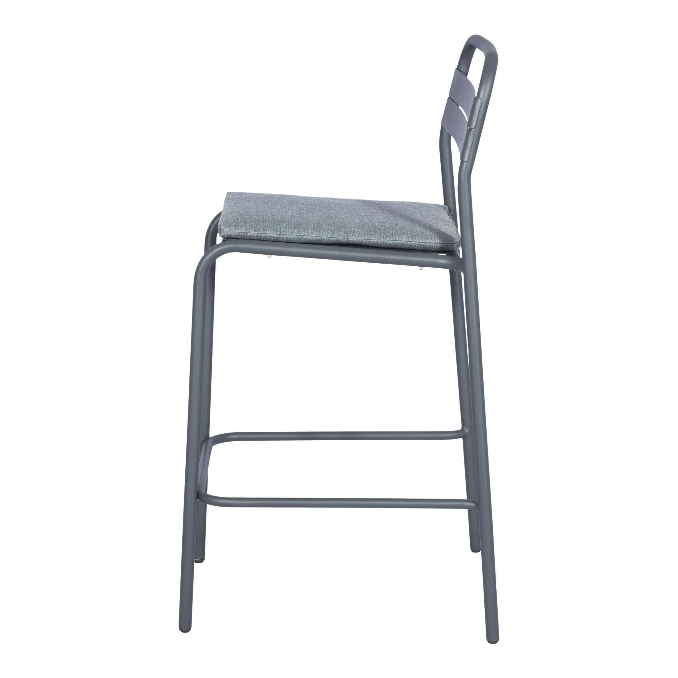 GoodHome Lithari Grey Dark shadow Padded Bar stool