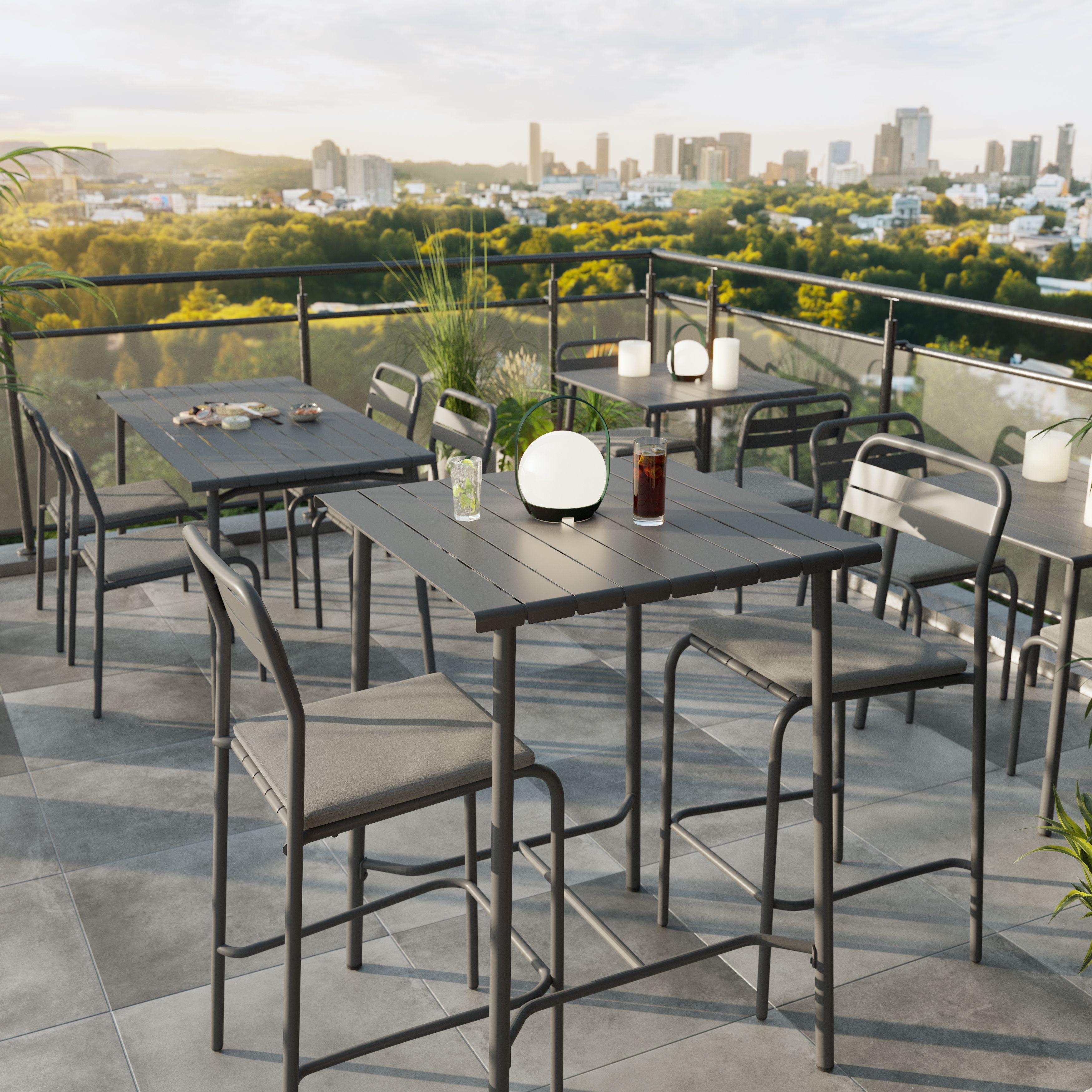 GoodHome Lithari Metal Grey 2 seater Square Cocktail table