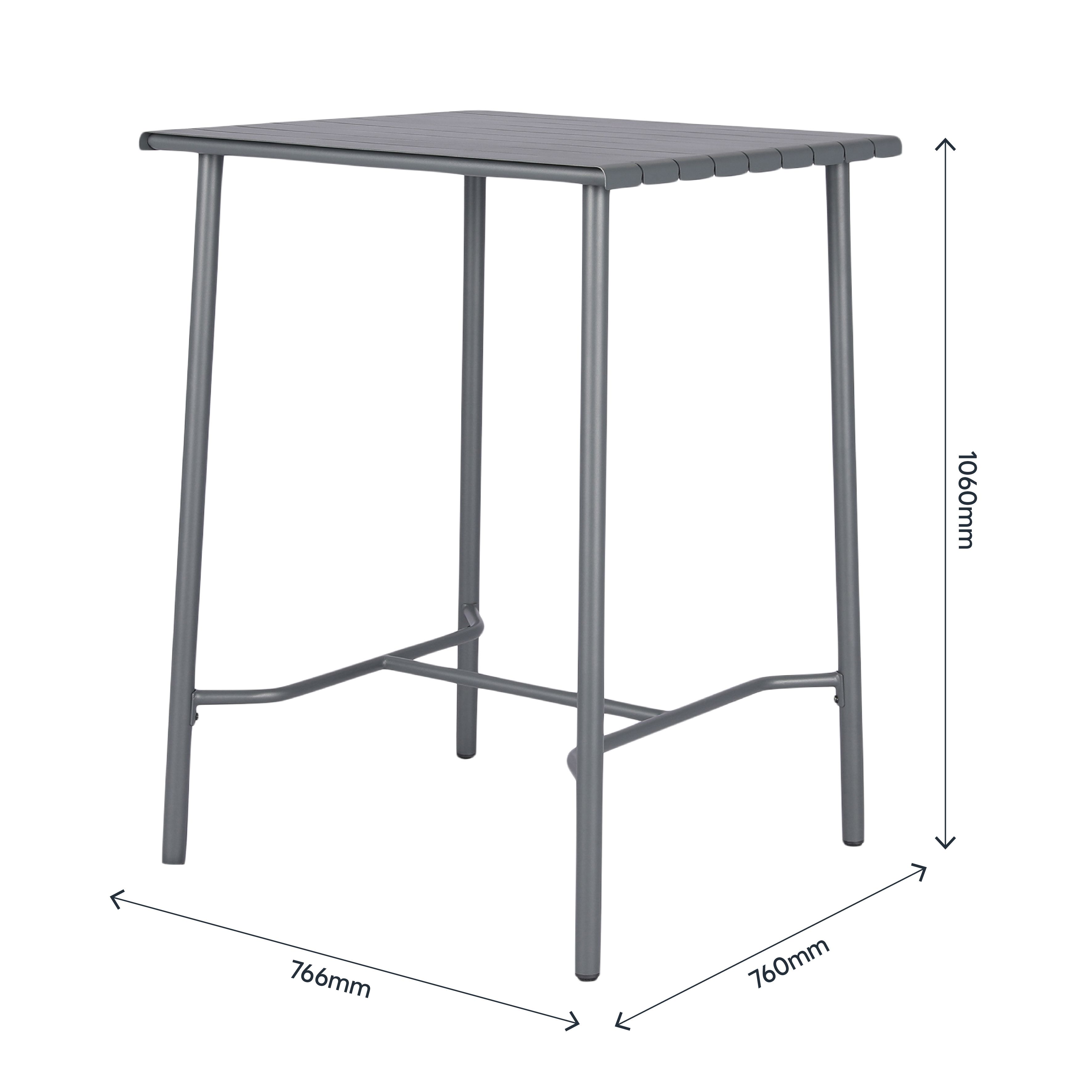 GoodHome Lithari Metal Grey 2 seater Square Cocktail table