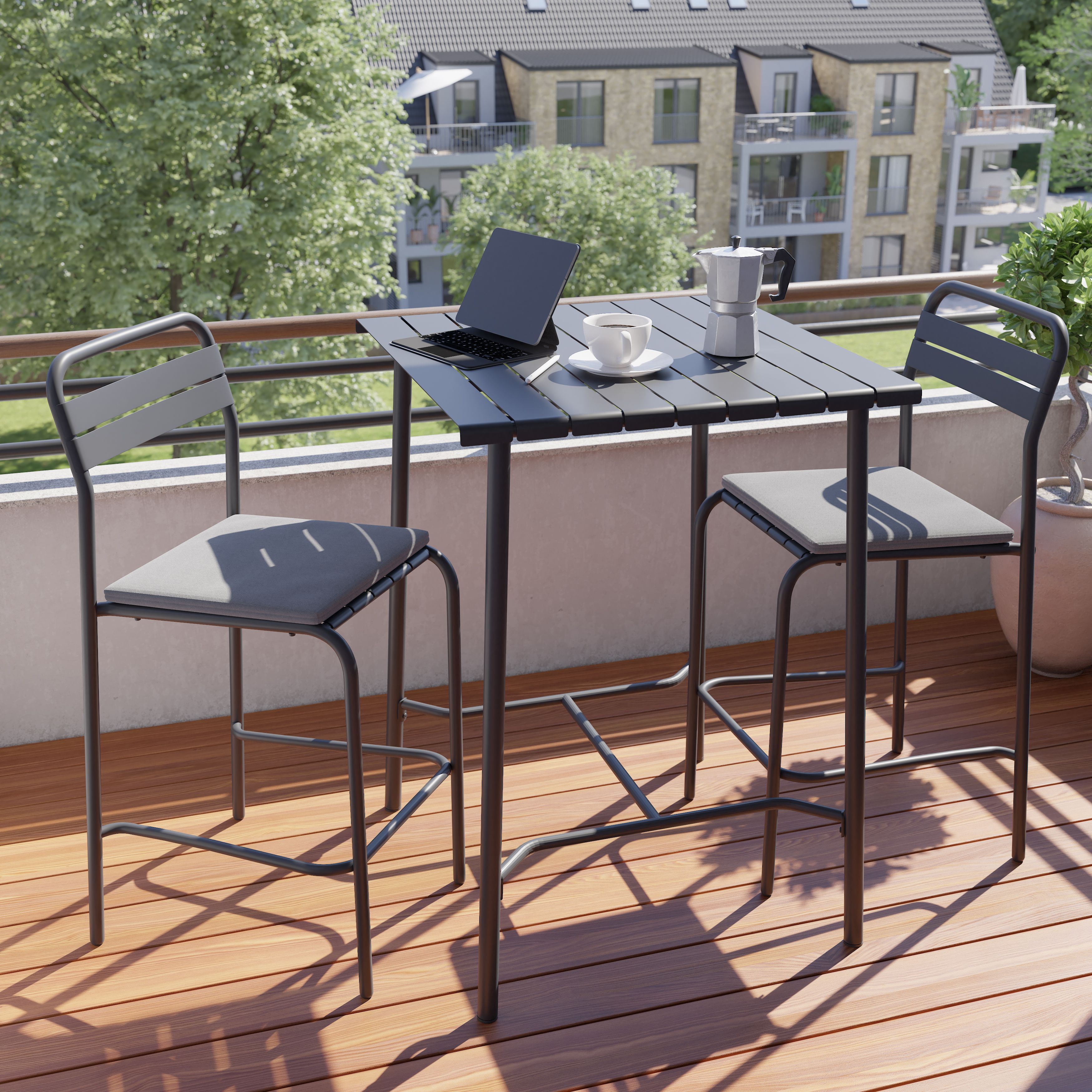 GoodHome Lithari Metal Grey 2 seater Square Cocktail table