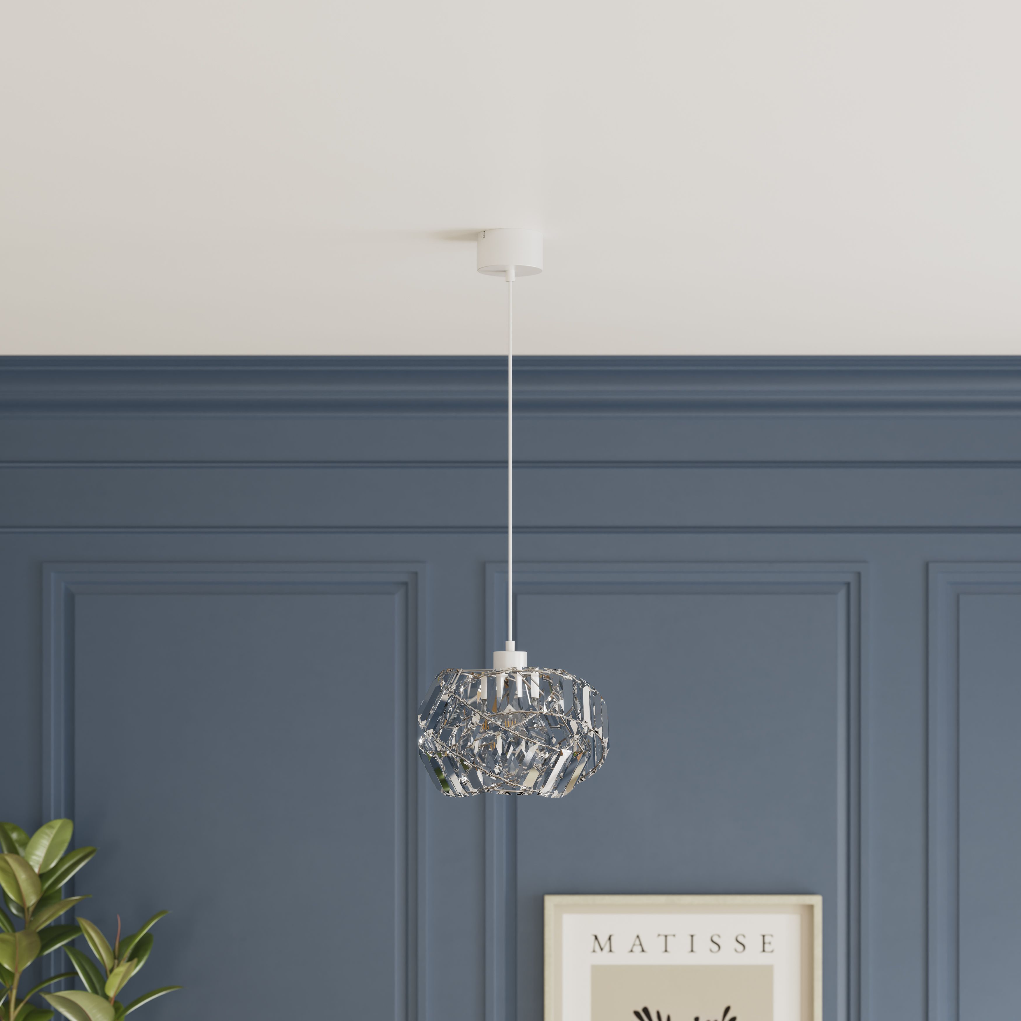 GoodHome Loddon Clear Chrome effect Round Crystal Lamp shade (D)30cm