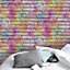 GoodHome Lokta Multicolour Brick effect Grafitti Textured Wallpaper Sample