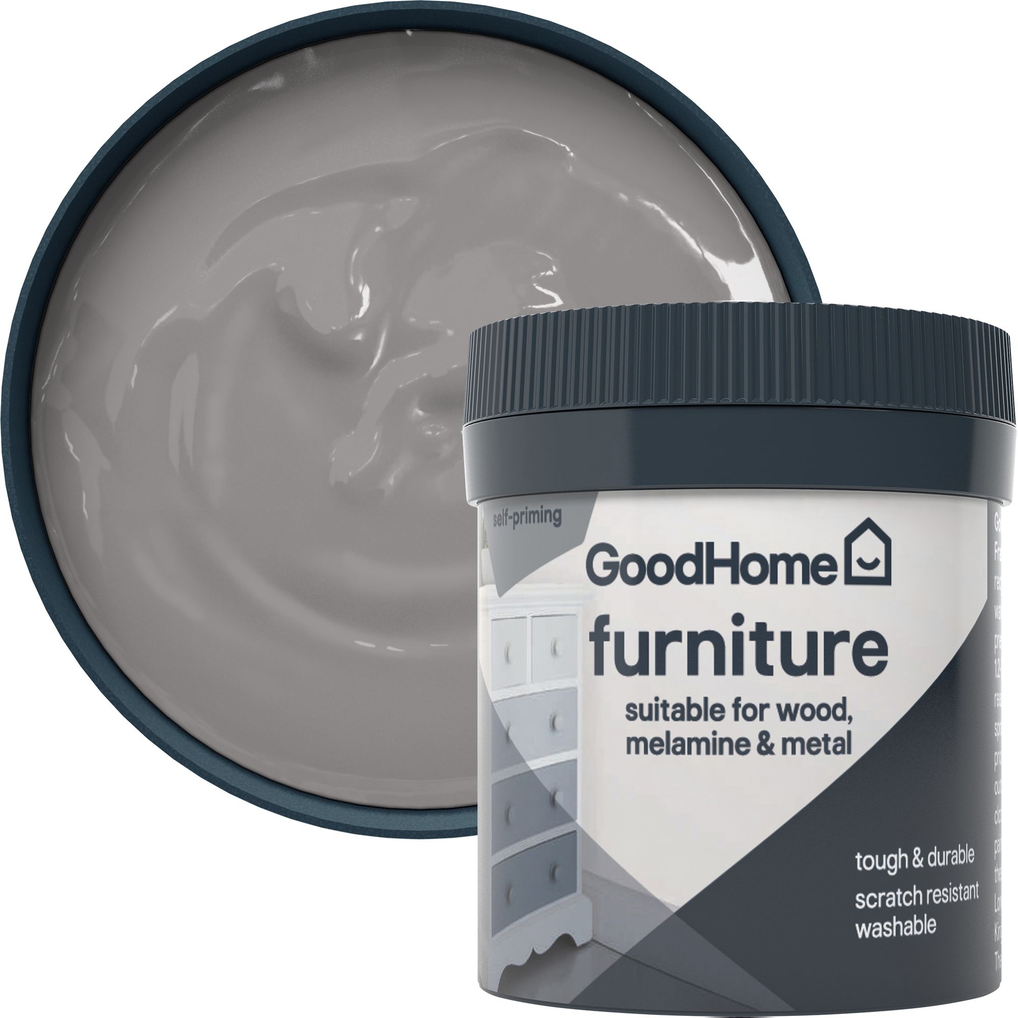 GoodHome Long Island Satin Furniture paint, 80ml Tester pot
