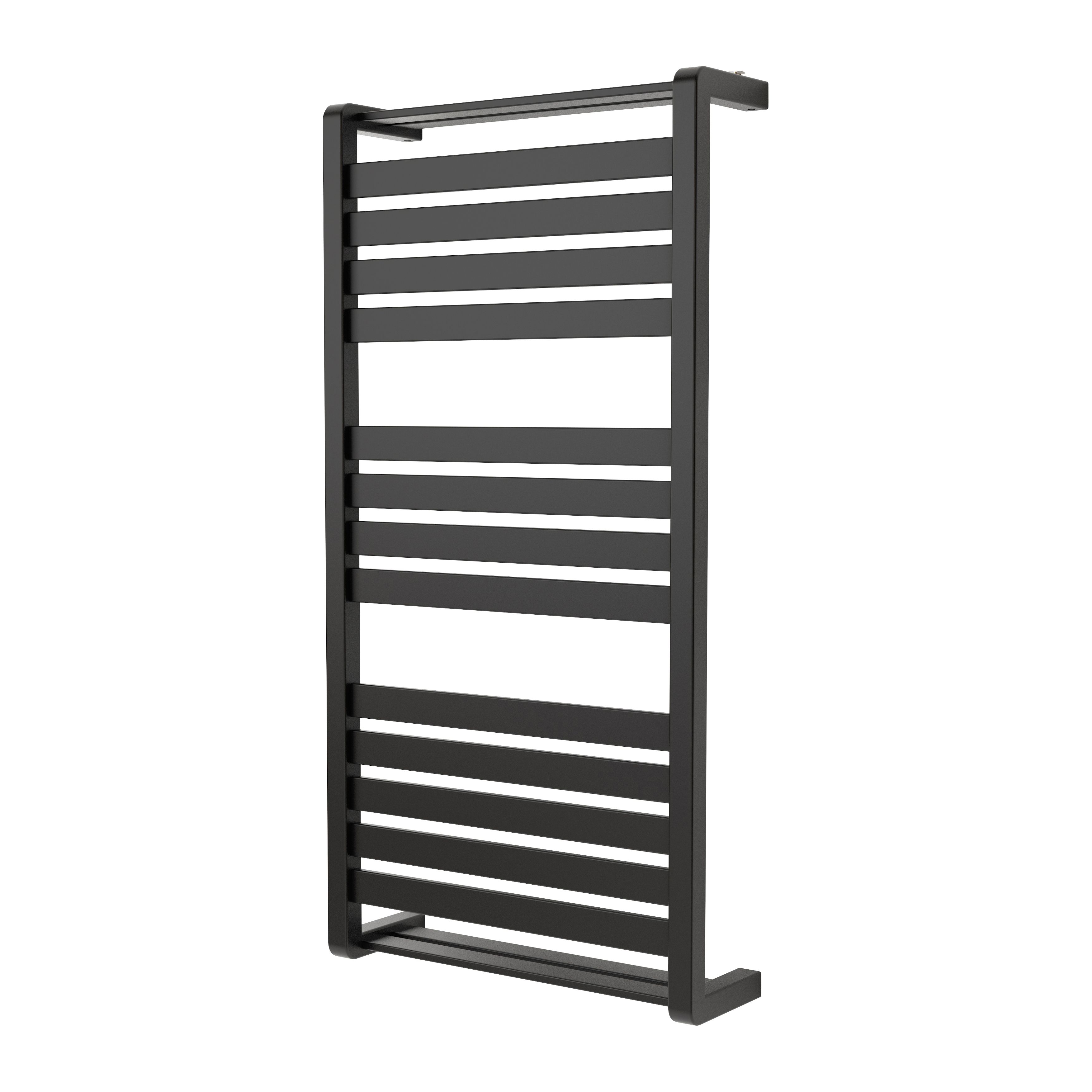 GoodHome Loreto Anthracite Flat Towel warmer (W)500mm x (H)1000mm