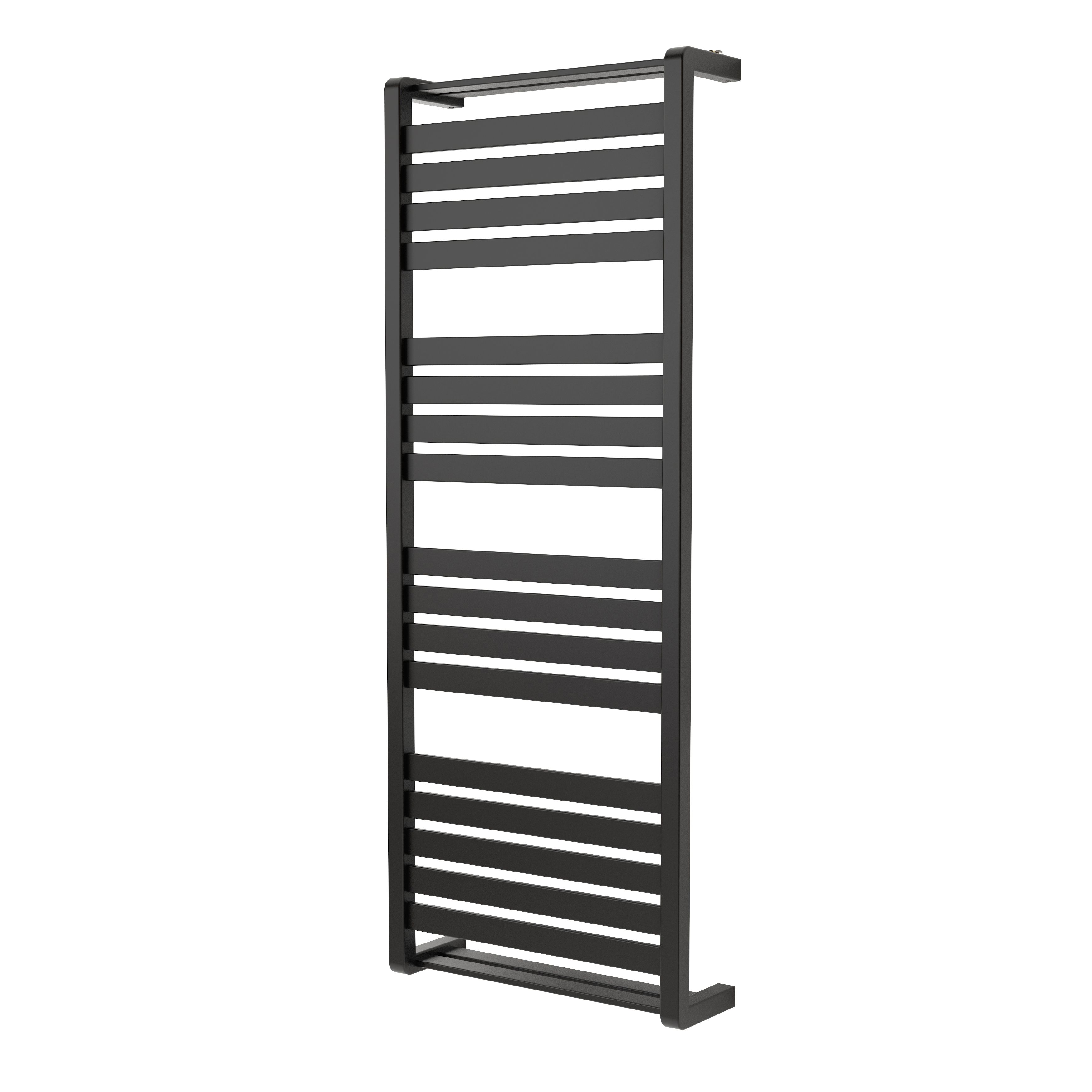 GoodHome Loreto Anthracite Flat Towel warmer (W)500mm x (H)1300mm