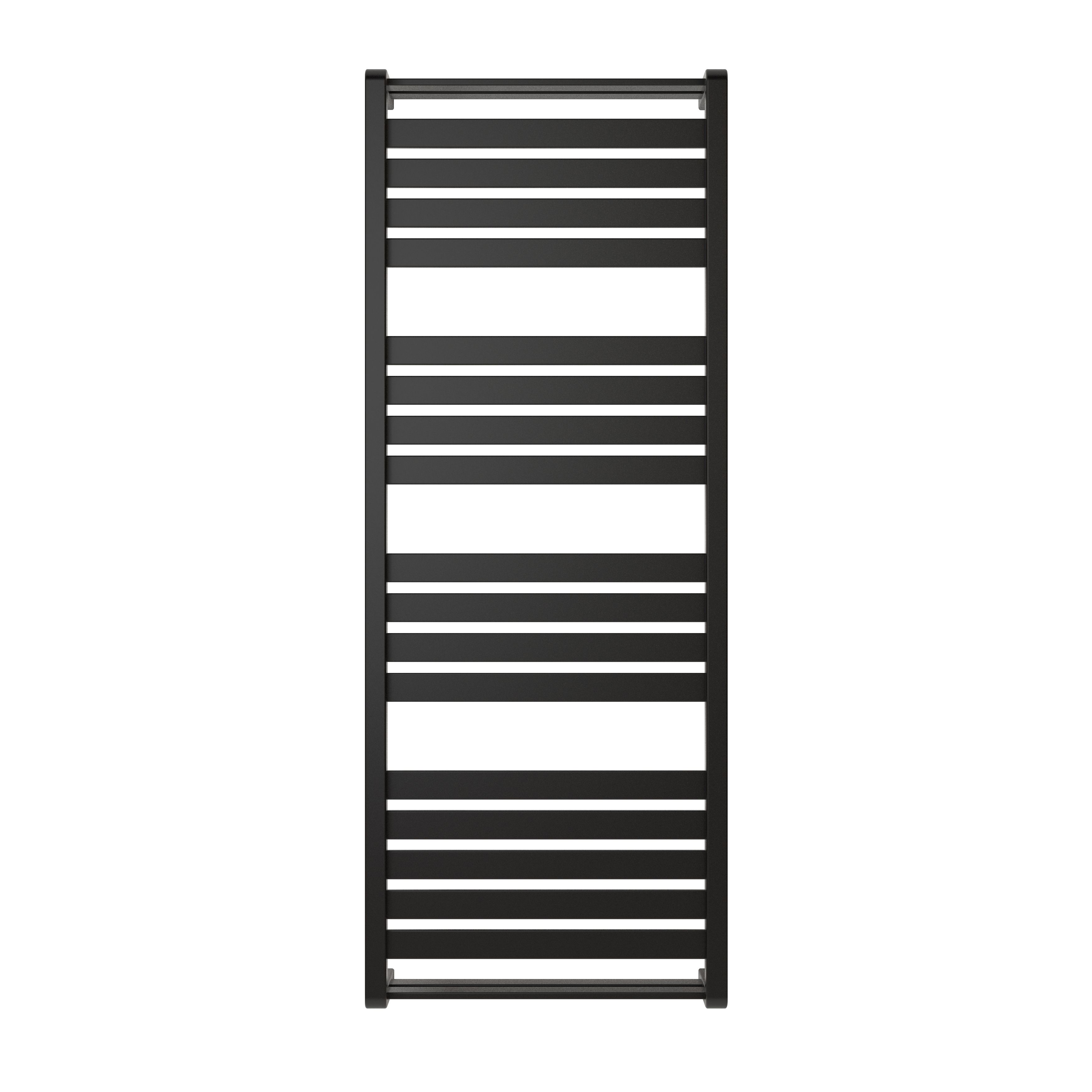 GoodHome Loreto Anthracite Flat Towel warmer (W)500mm x (H)1300mm