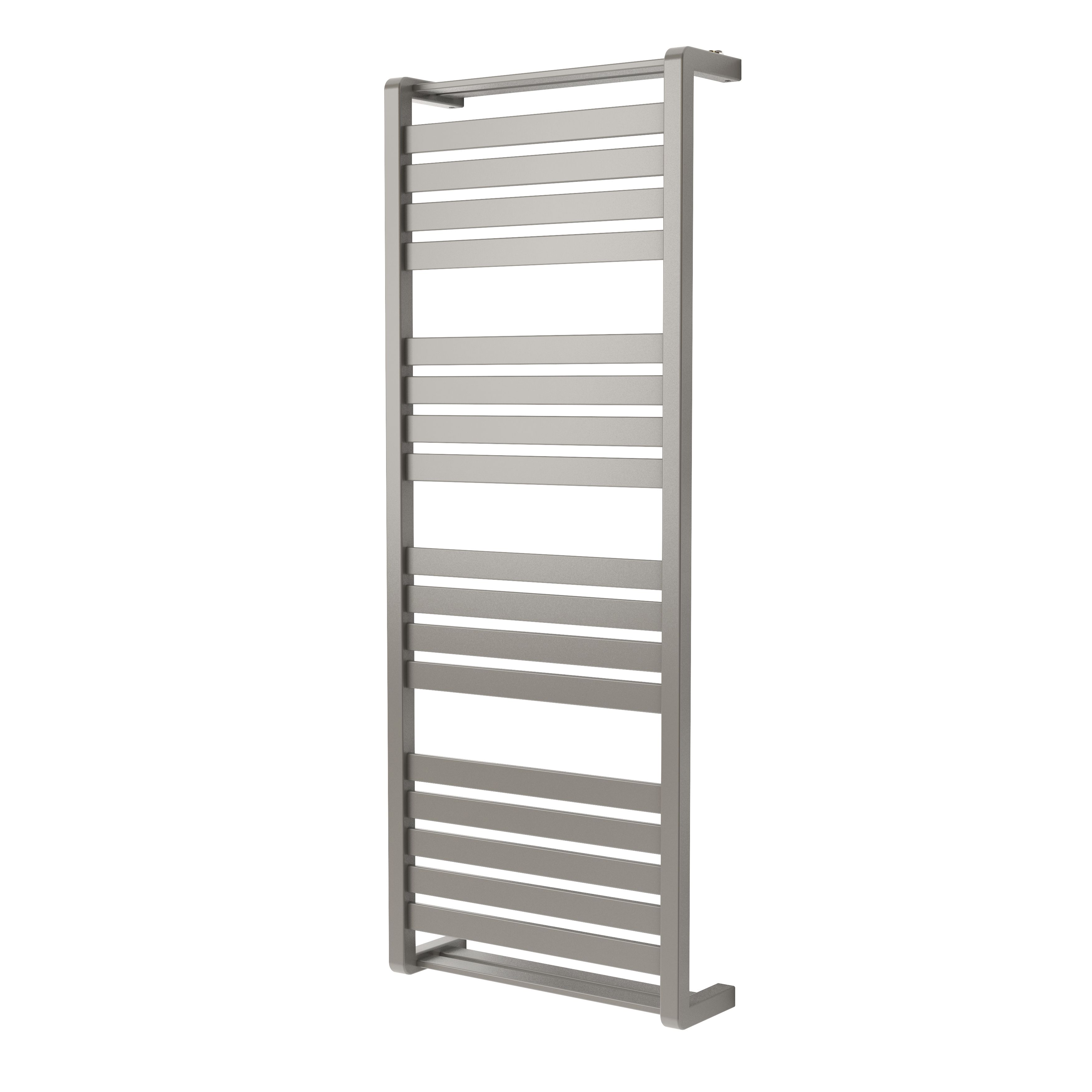 GoodHome Loreto Grey Flat Towel warmer (W)500mm x (H)1300mm