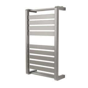 GoodHome Loreto, Grey Vertical Flat Towel radiator (W)400mm x (H)700mm