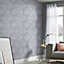 GoodHome Loroco Grey Silver effect Leaves Textured Wallpaper