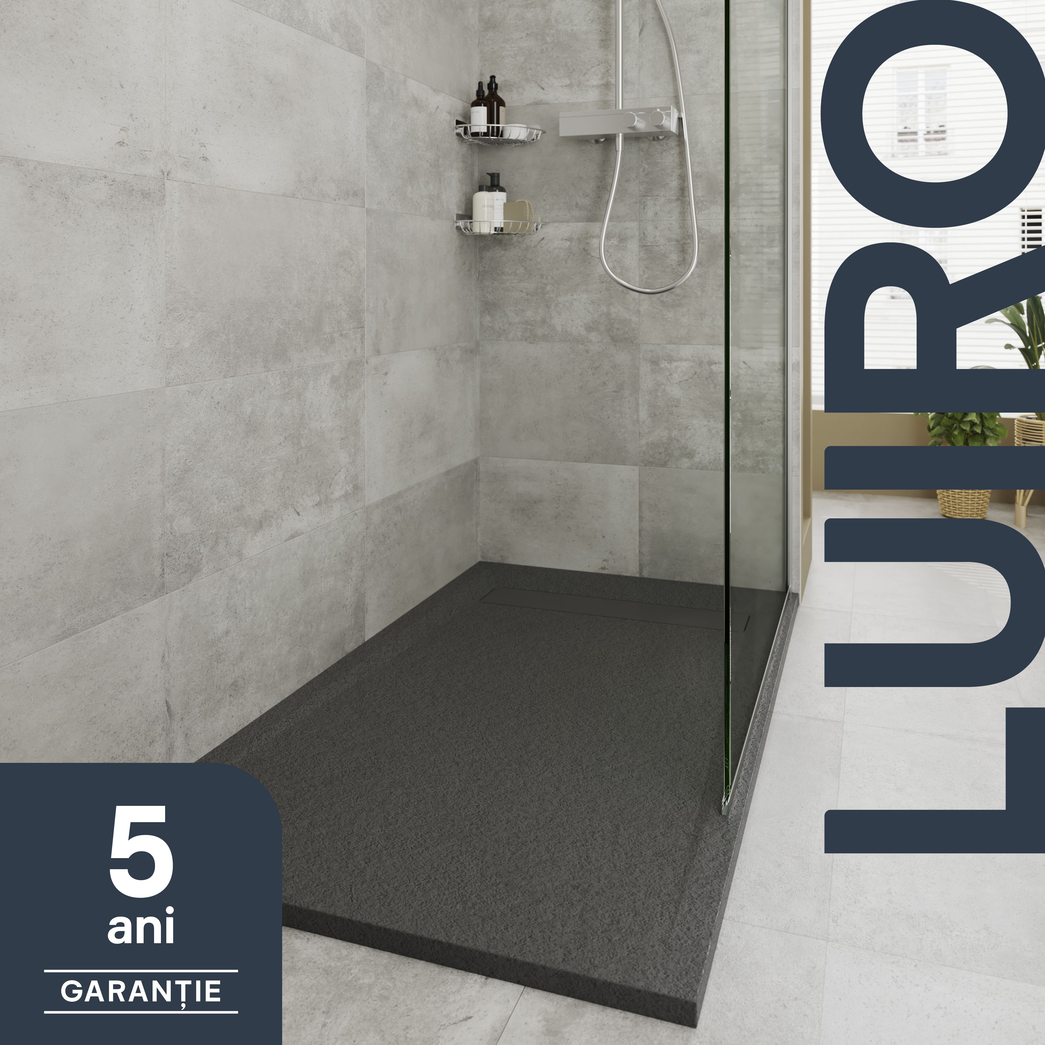 GoodHome Luiro Matt Black Rectangular Reversible drainer Shower tray (L)1200mm (W)800mm (H) 32mm