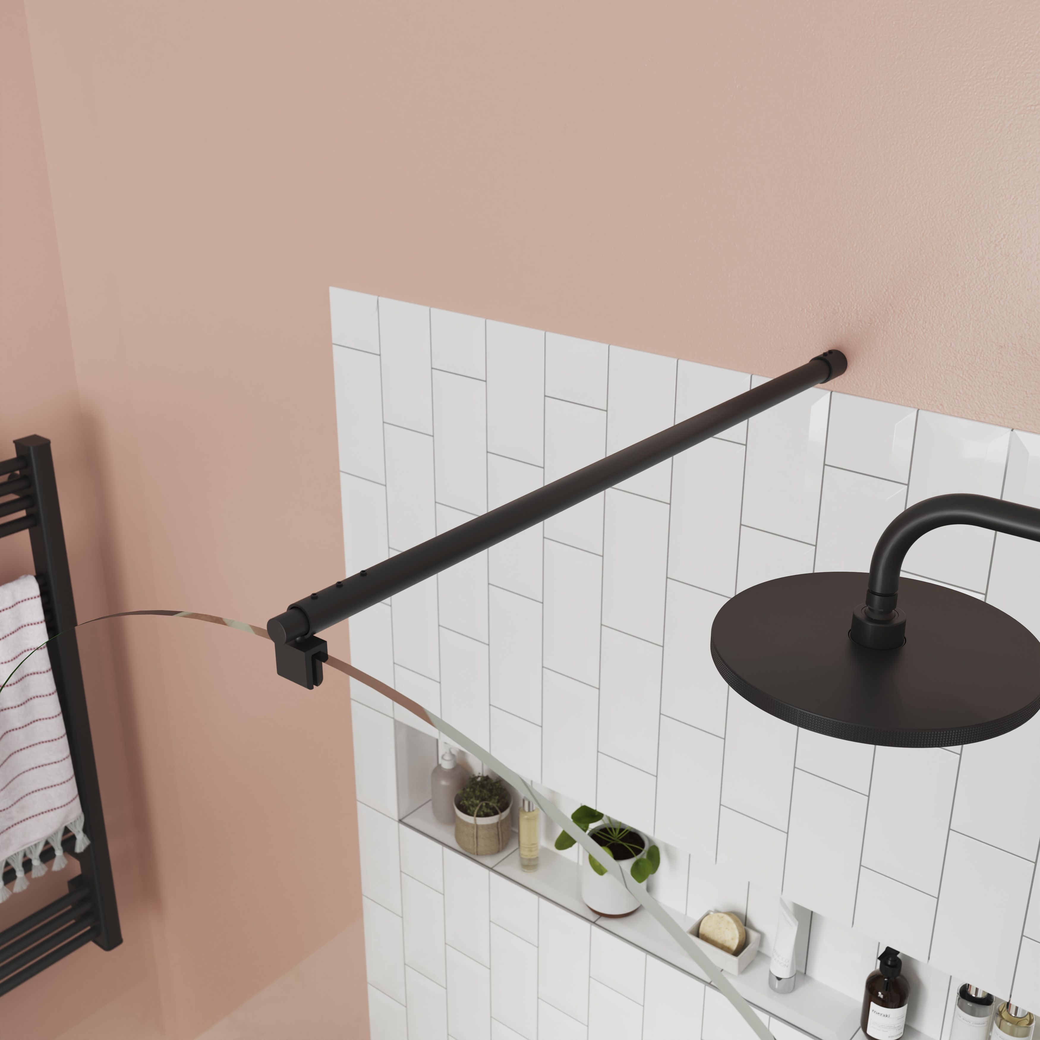 GoodHome Luiro Matt Black Rectangular Reversible drainer Shower tray (L)1400mm (W)800mm (H) 35mm