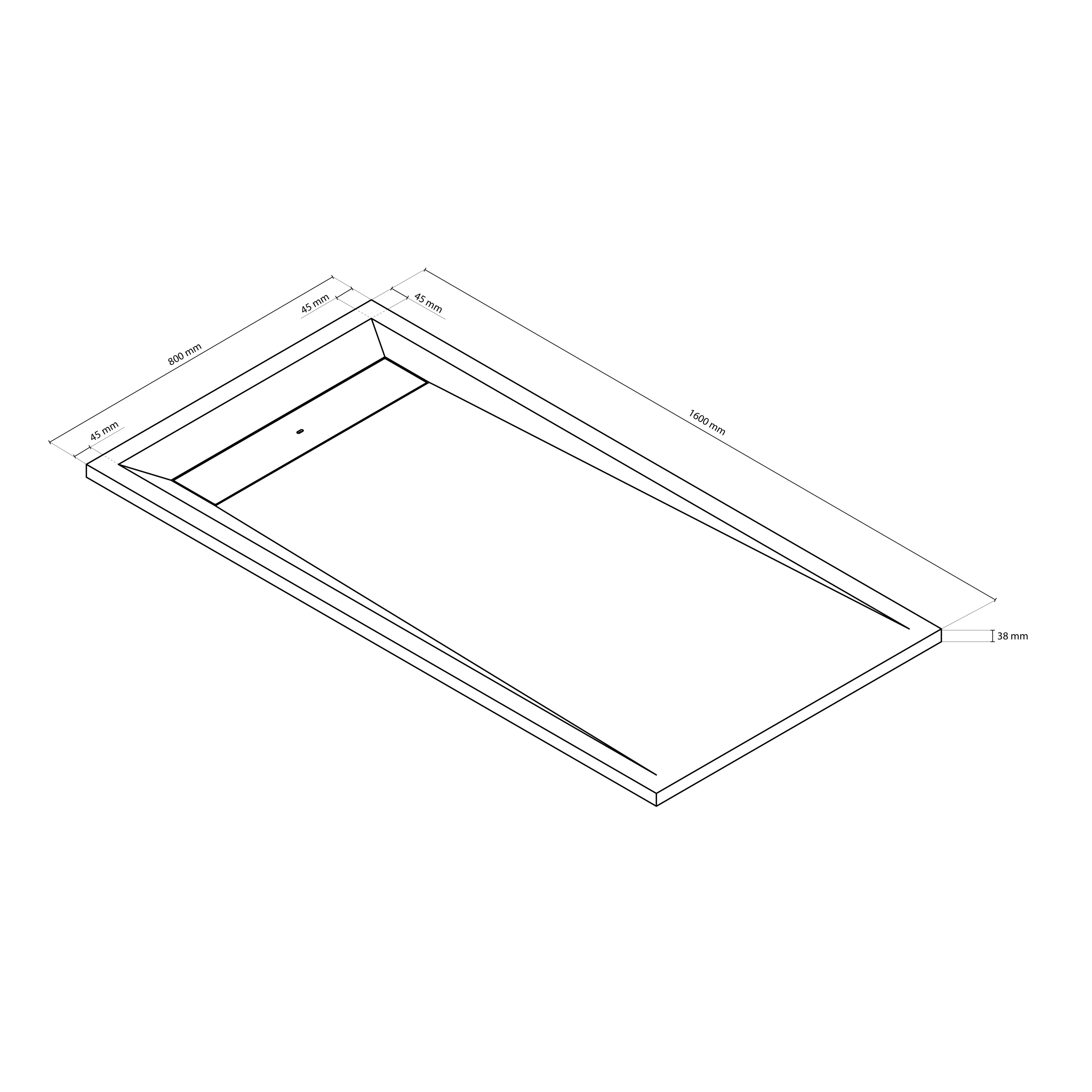 GoodHome Luiro Matt White Rectangular Reversible drainer Shower tray (L)1600mm (W)800mm (H) 38mm