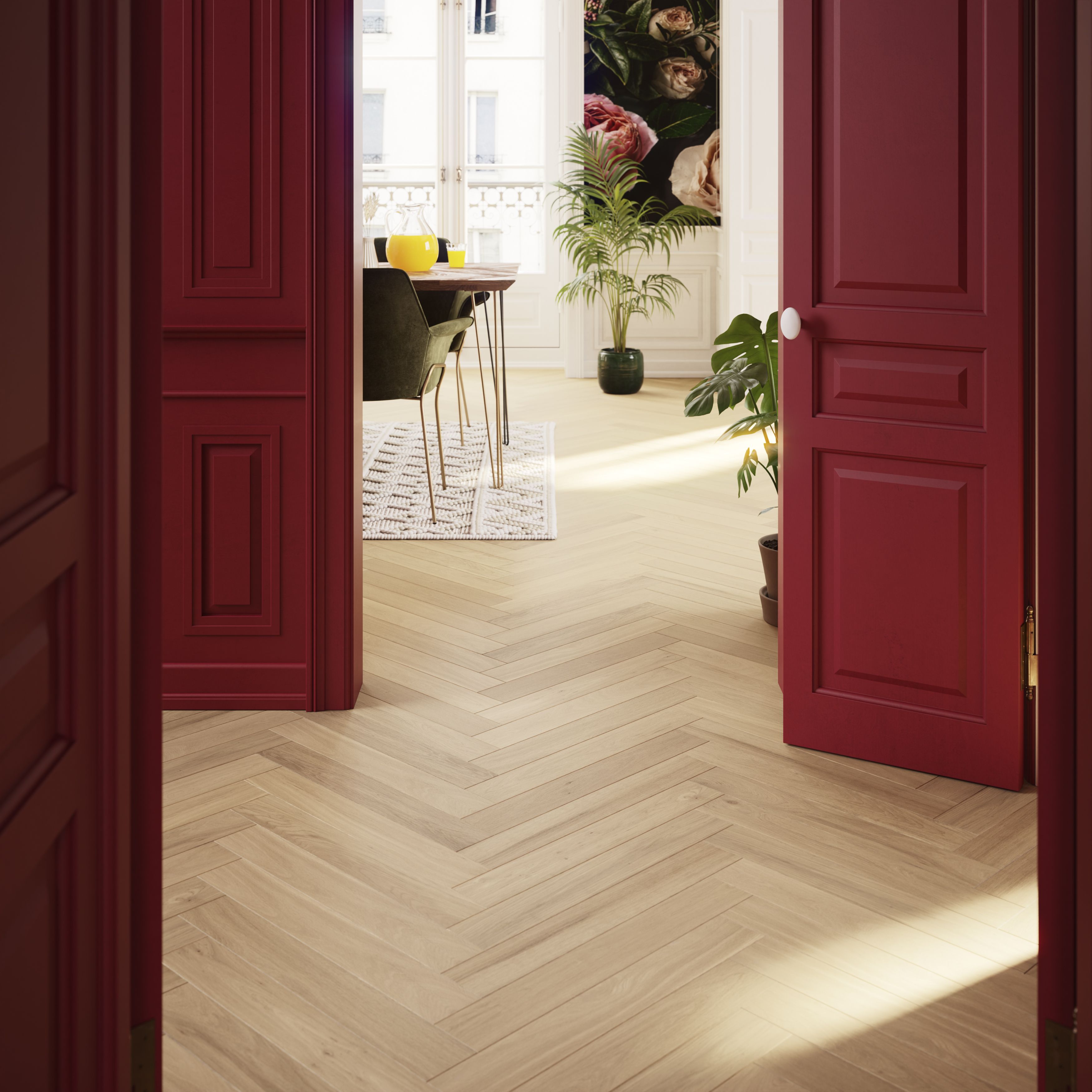GoodHome Lulea Herringbone Natural Oak effect Oak Solid wood flooring