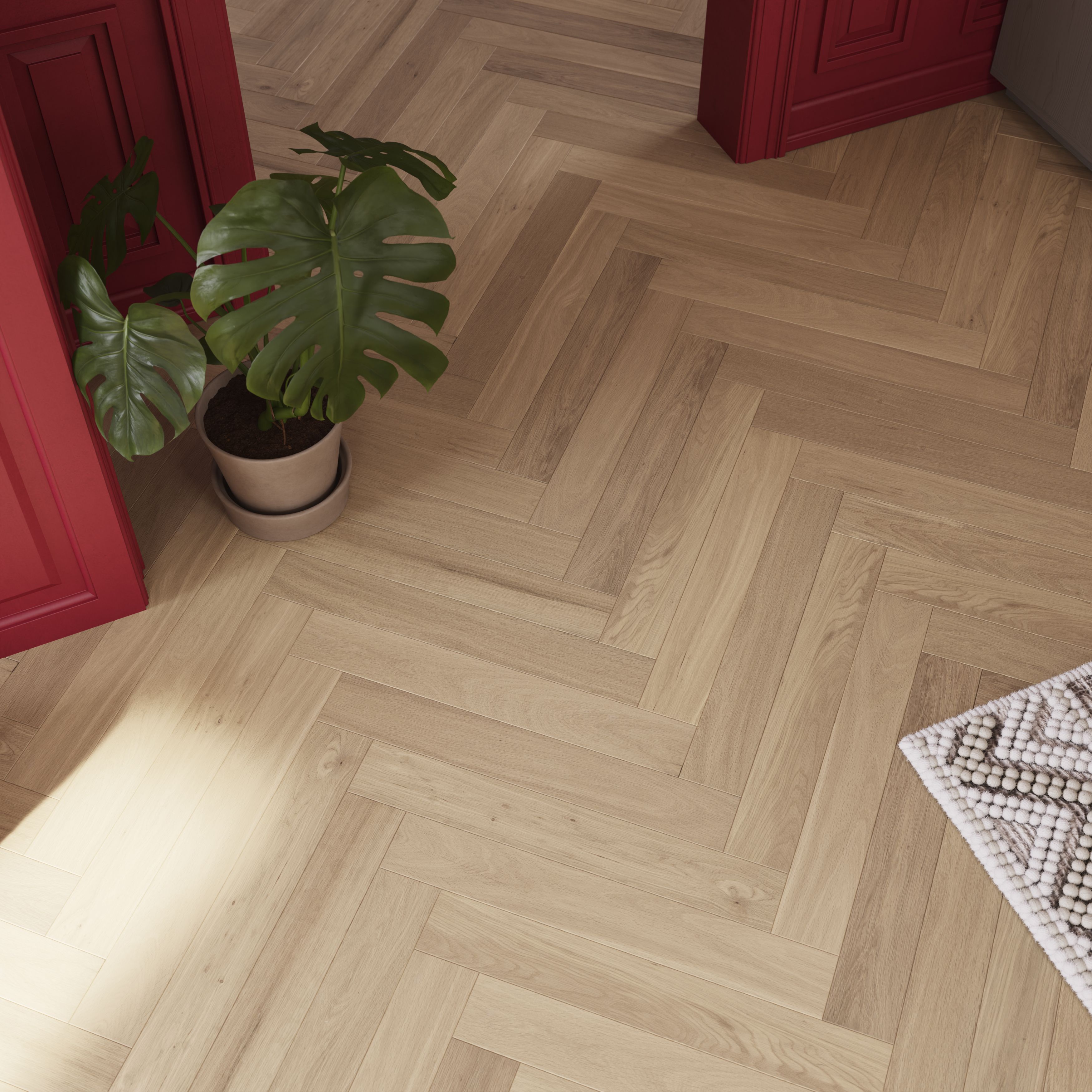 GoodHome Lulea Herringbone Natural Oak effect Oak Solid wood flooring, 0.864m²