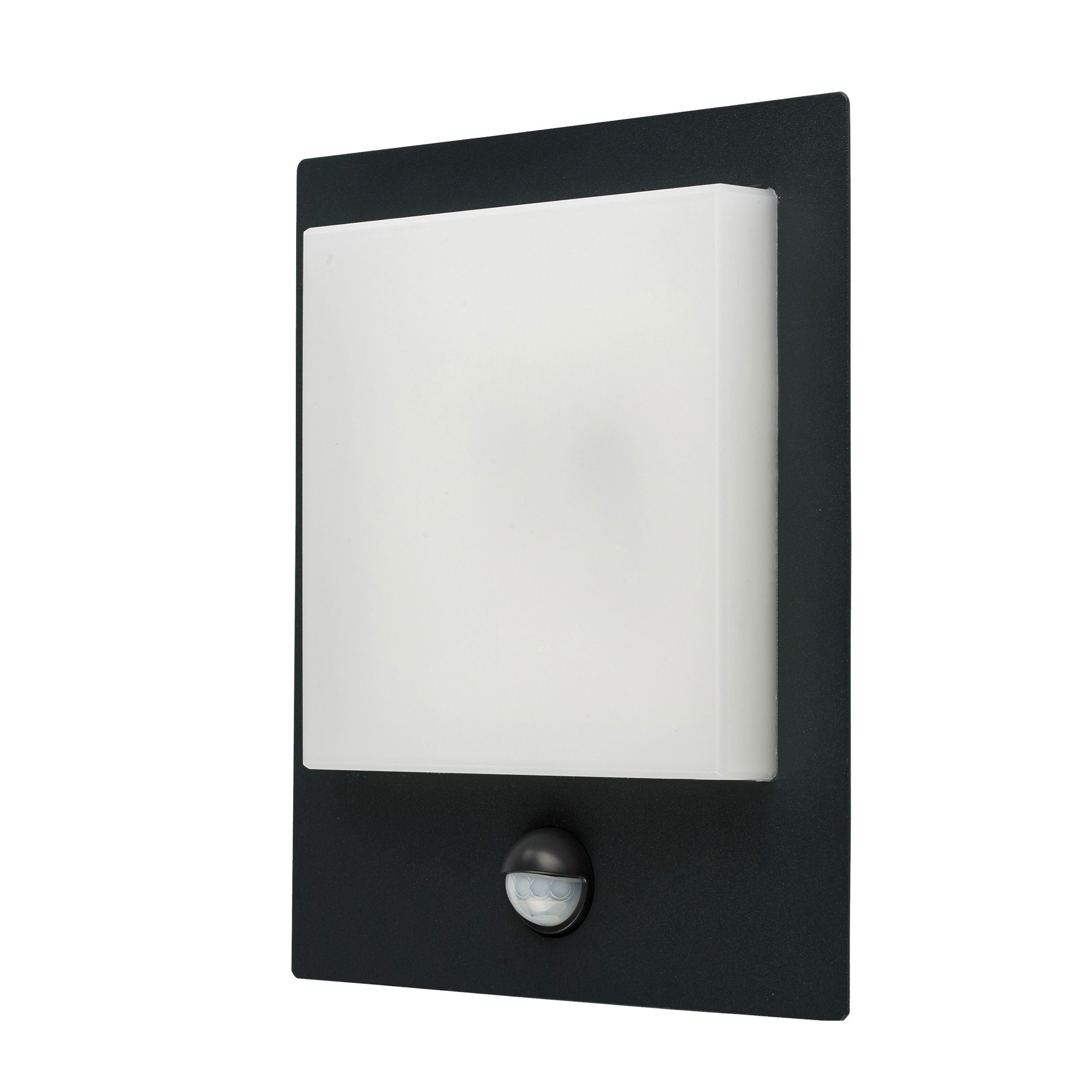 GoodHome Lutak Fixed Matt Dark grey Integrated LED PIR Motion sensor Outdoor Wall light