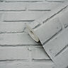 GoodHome Luynes Light grey Brick Textured Wallpaper