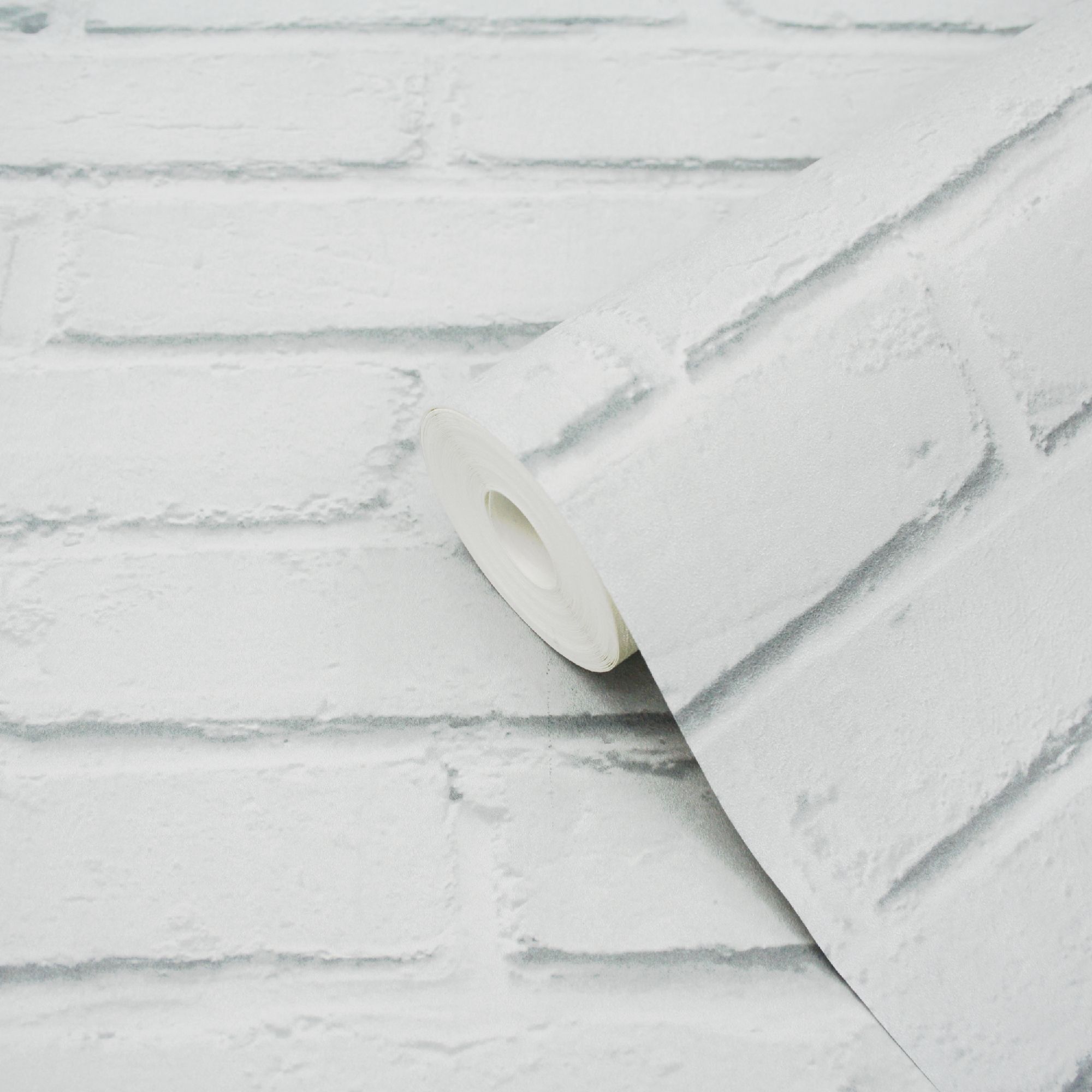 GoodHome Luynes White Brick Textured Wallpaper Sample Tradepoint