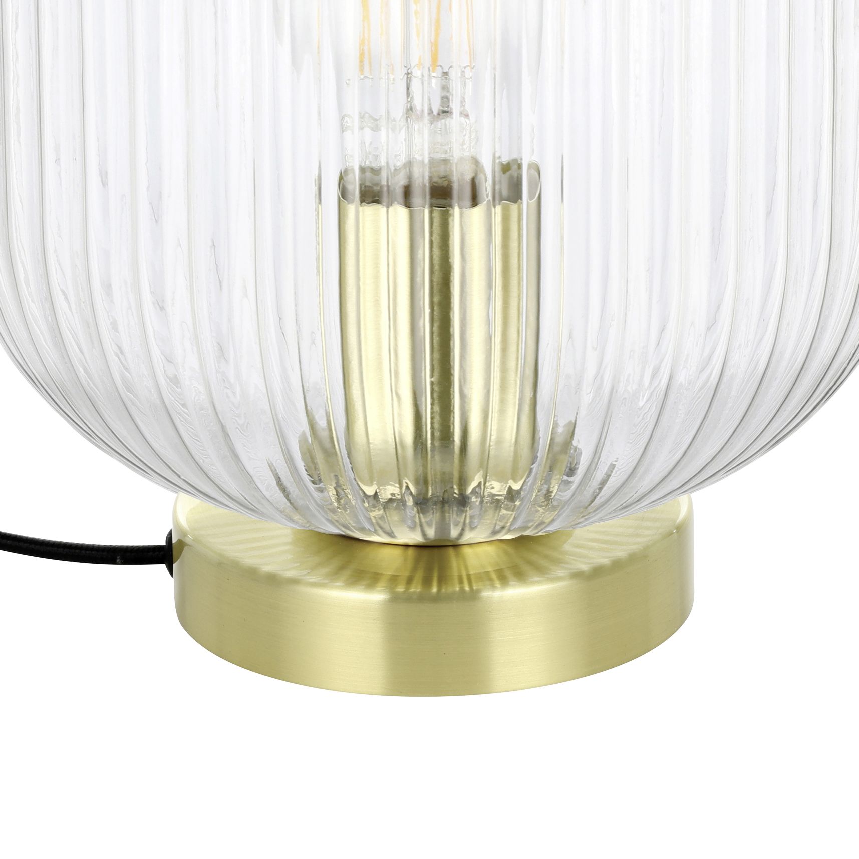 GoodHome Lybia Brushed Satin Brass effect Eco halogen Round Table lamp