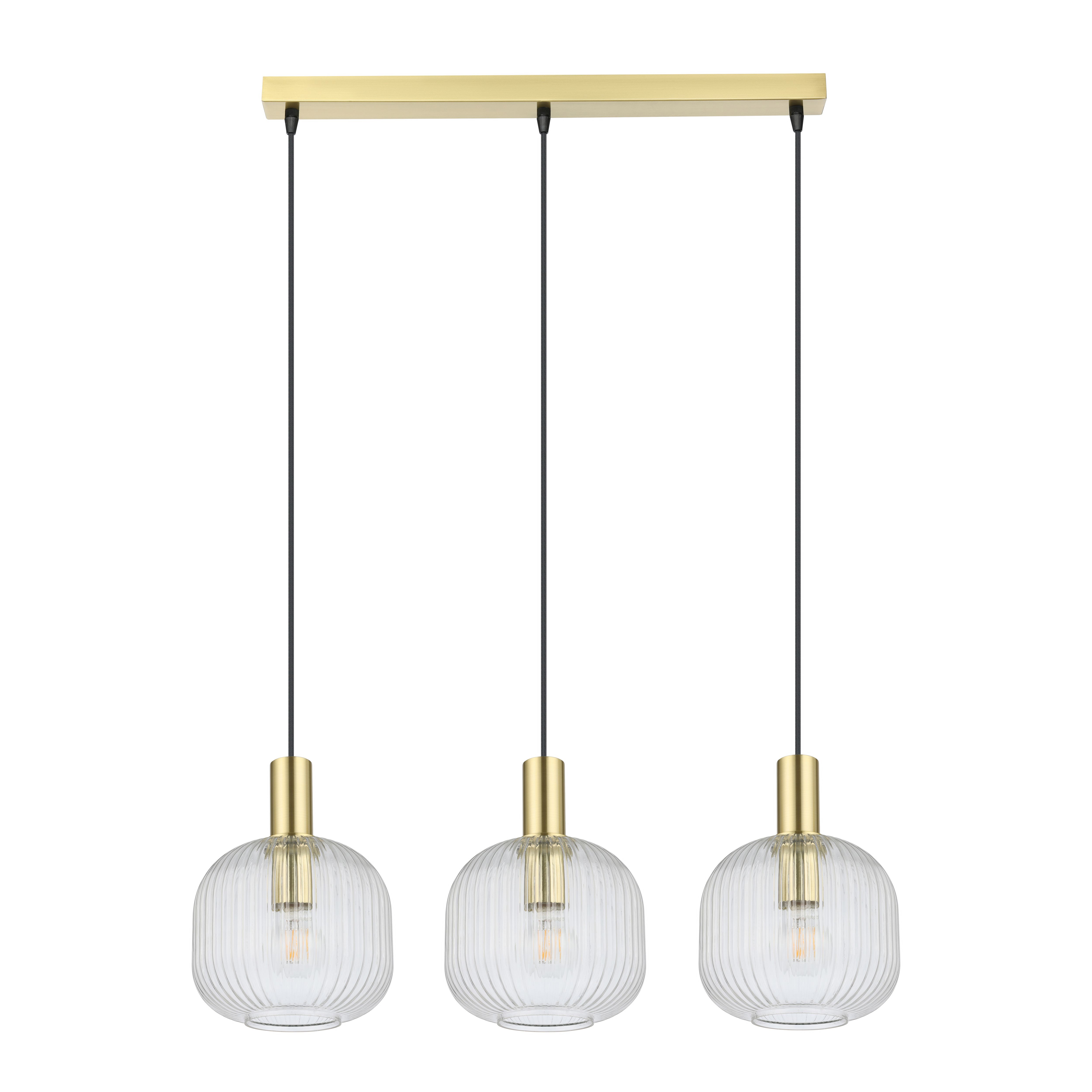 GoodHome Lybia Satin Brass 3 Lamp LED Pendant ceiling light, (Dia)740mm