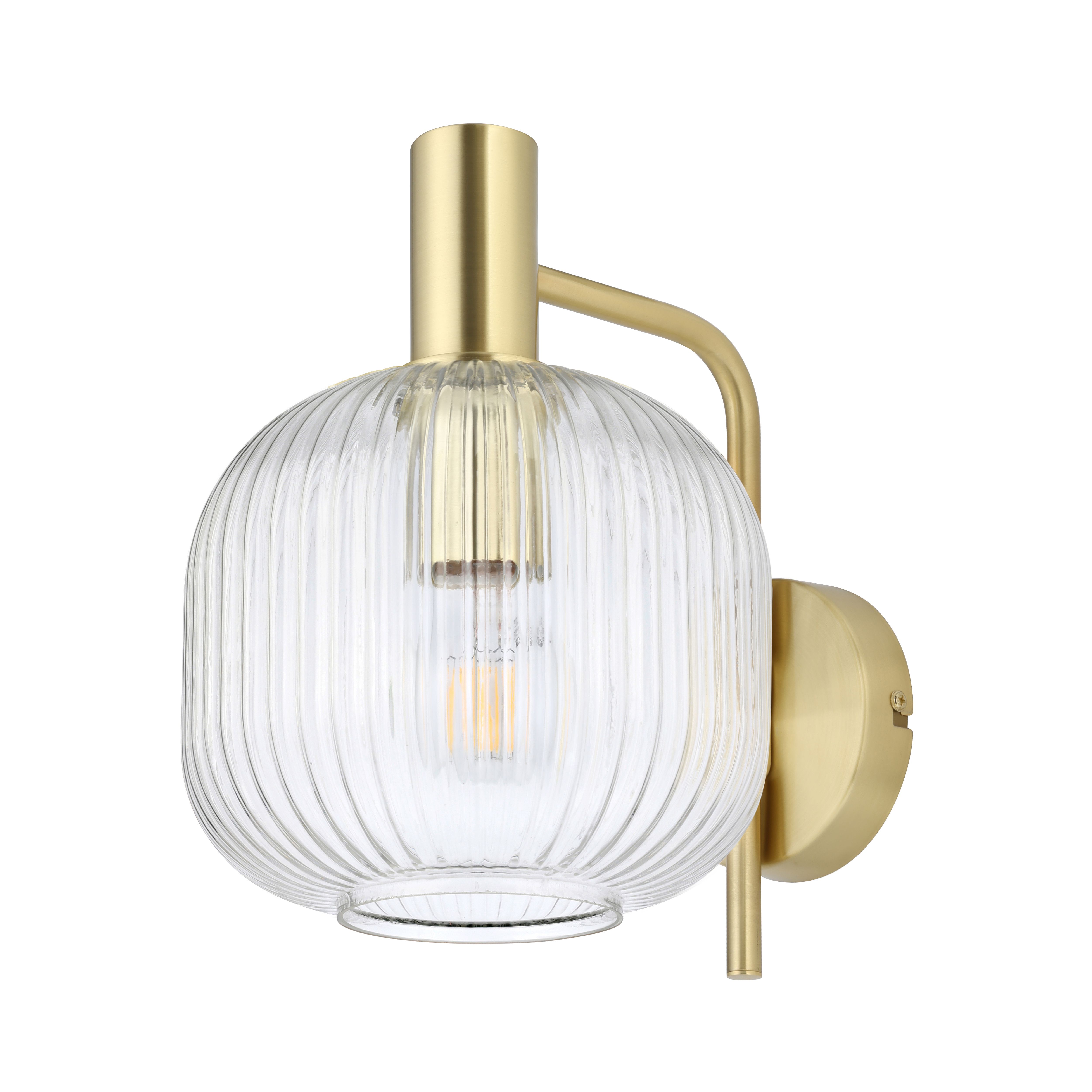 GoodHome Lybia Satin Brass effect Wired Wall light