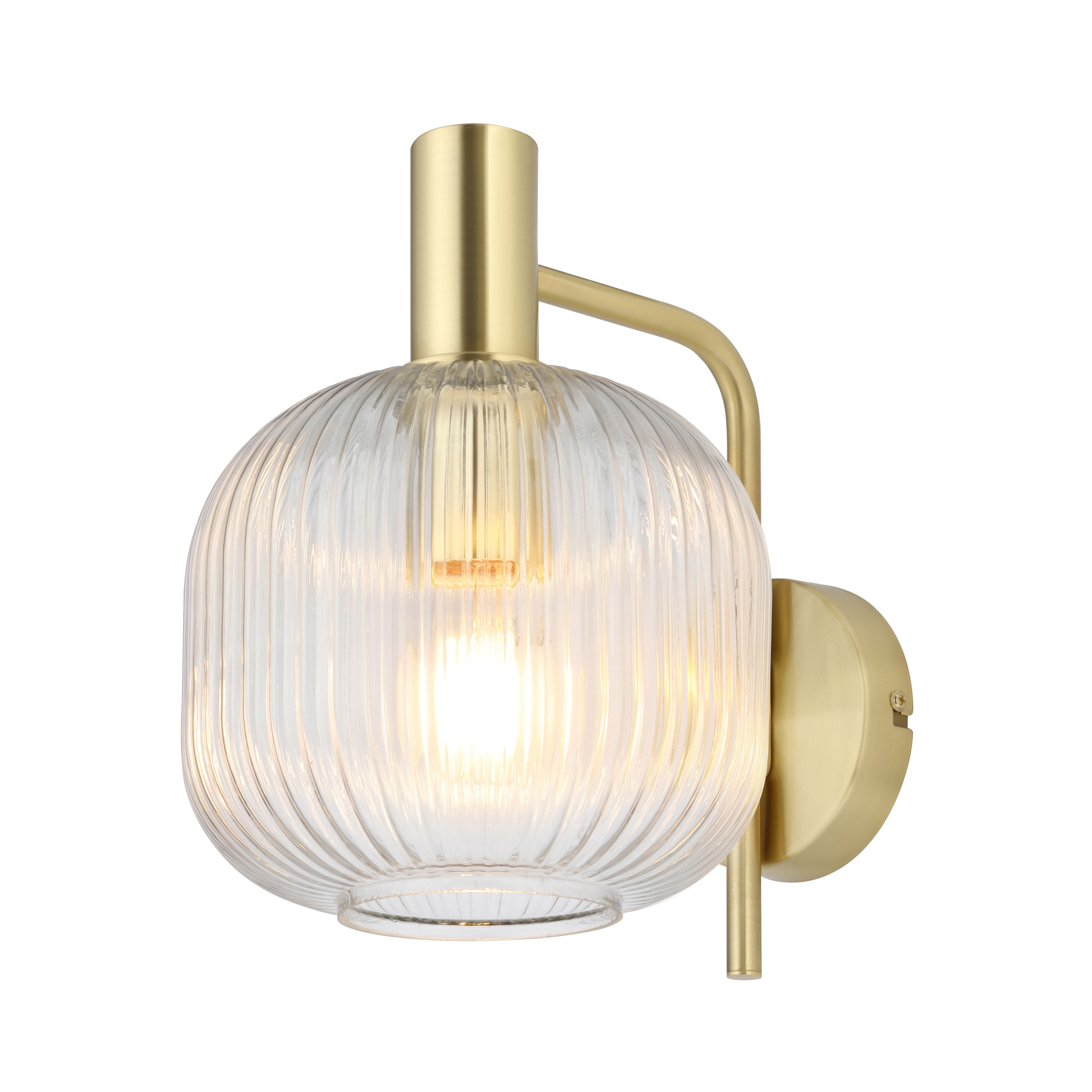 GoodHome Lybia Satin Brass effect Wired Wall light
