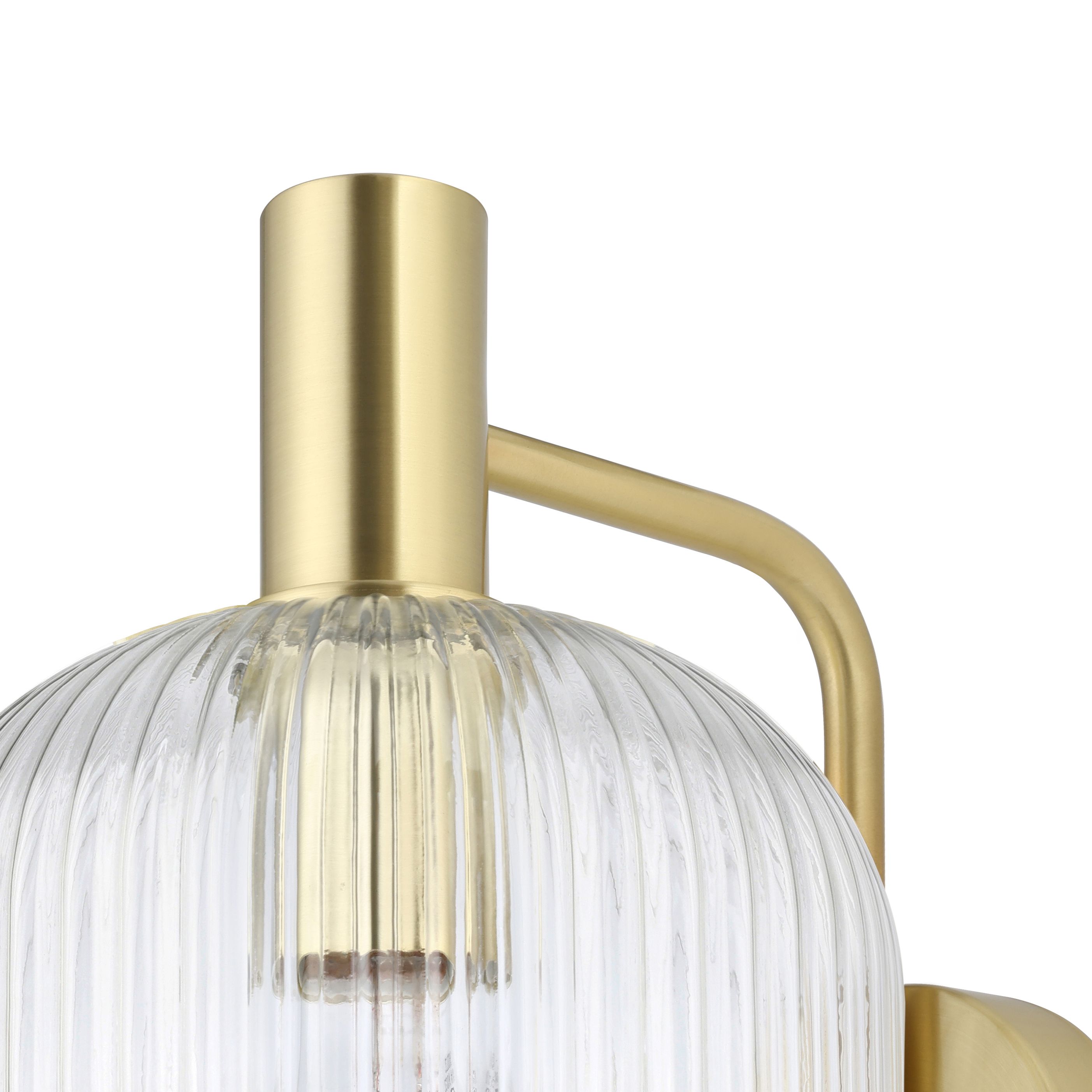 GoodHome Lybia Satin Brass effect Wired Wall light