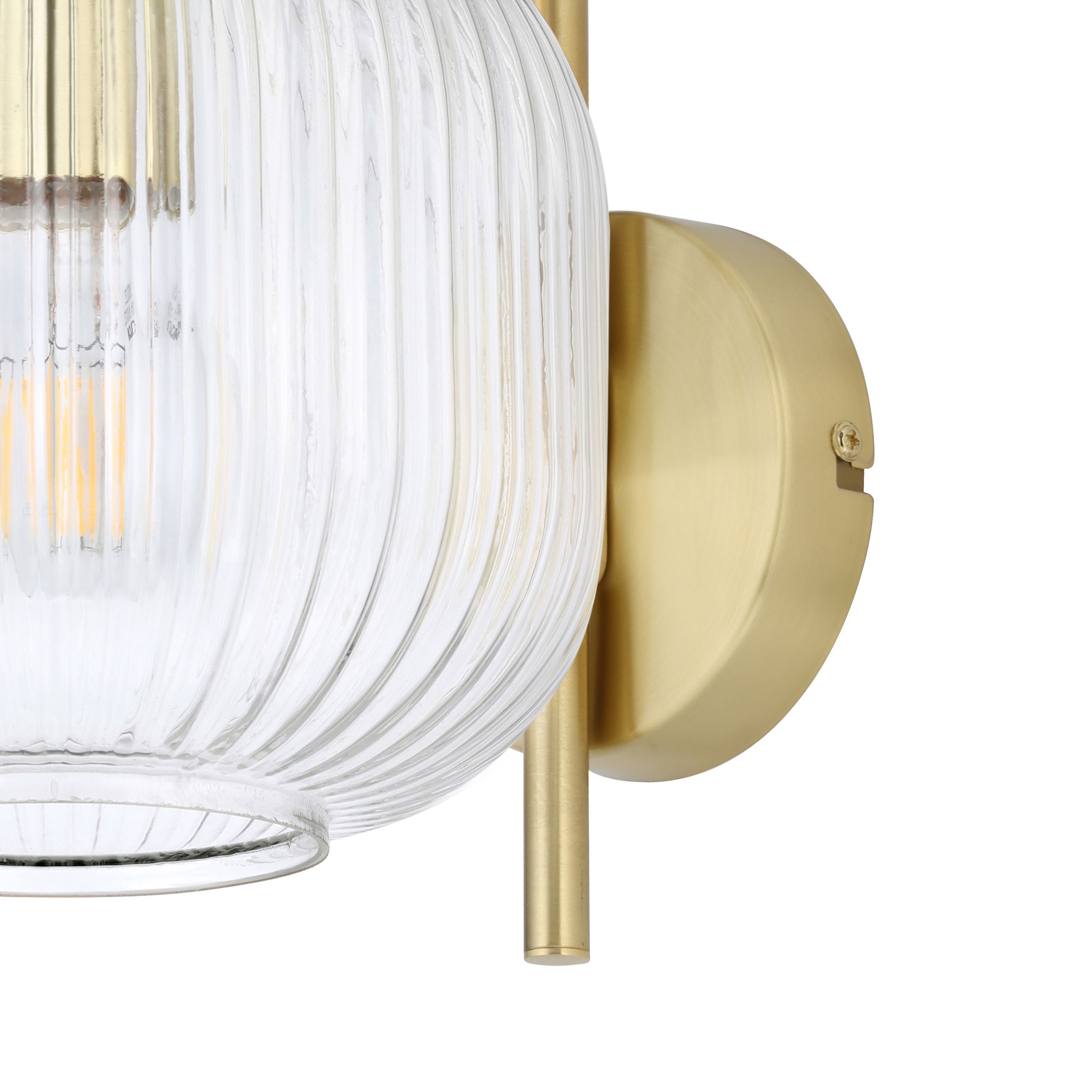 GoodHome Lybia Satin Brass effect Wired Wall light