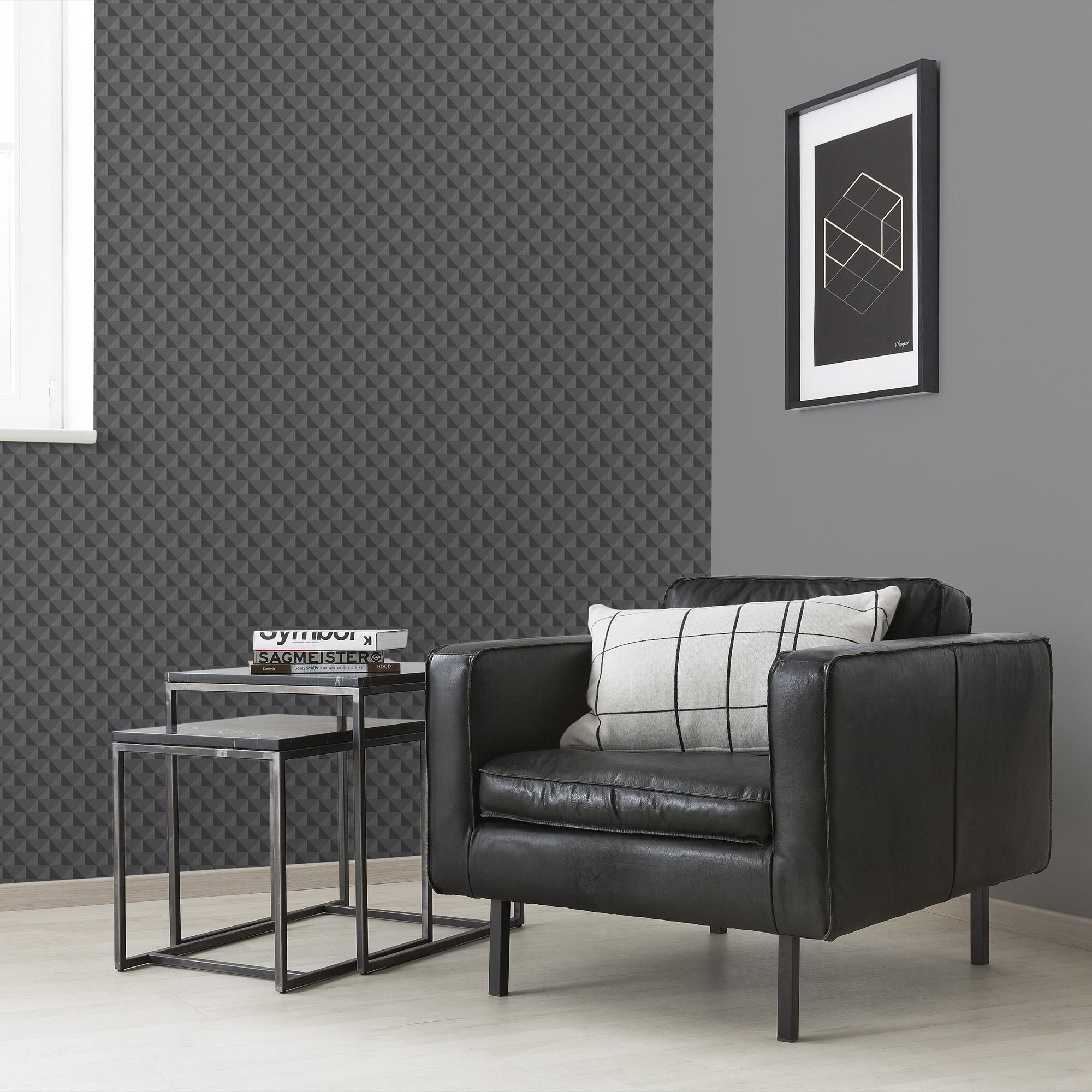GoodHome Lyrata Black 3D effect Graphic Textured Wallpaper