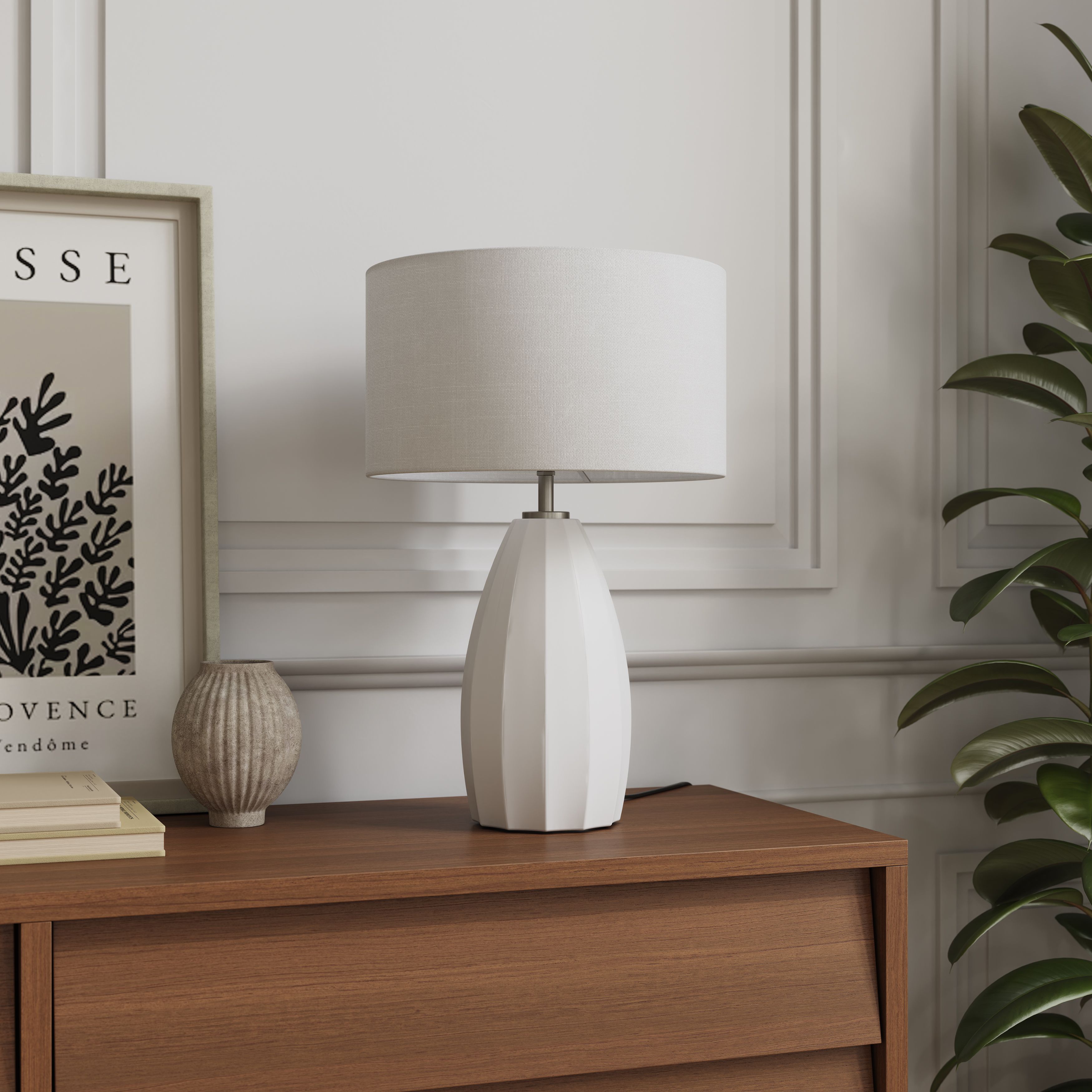GoodHome Lytham Cream Straight Table lamp