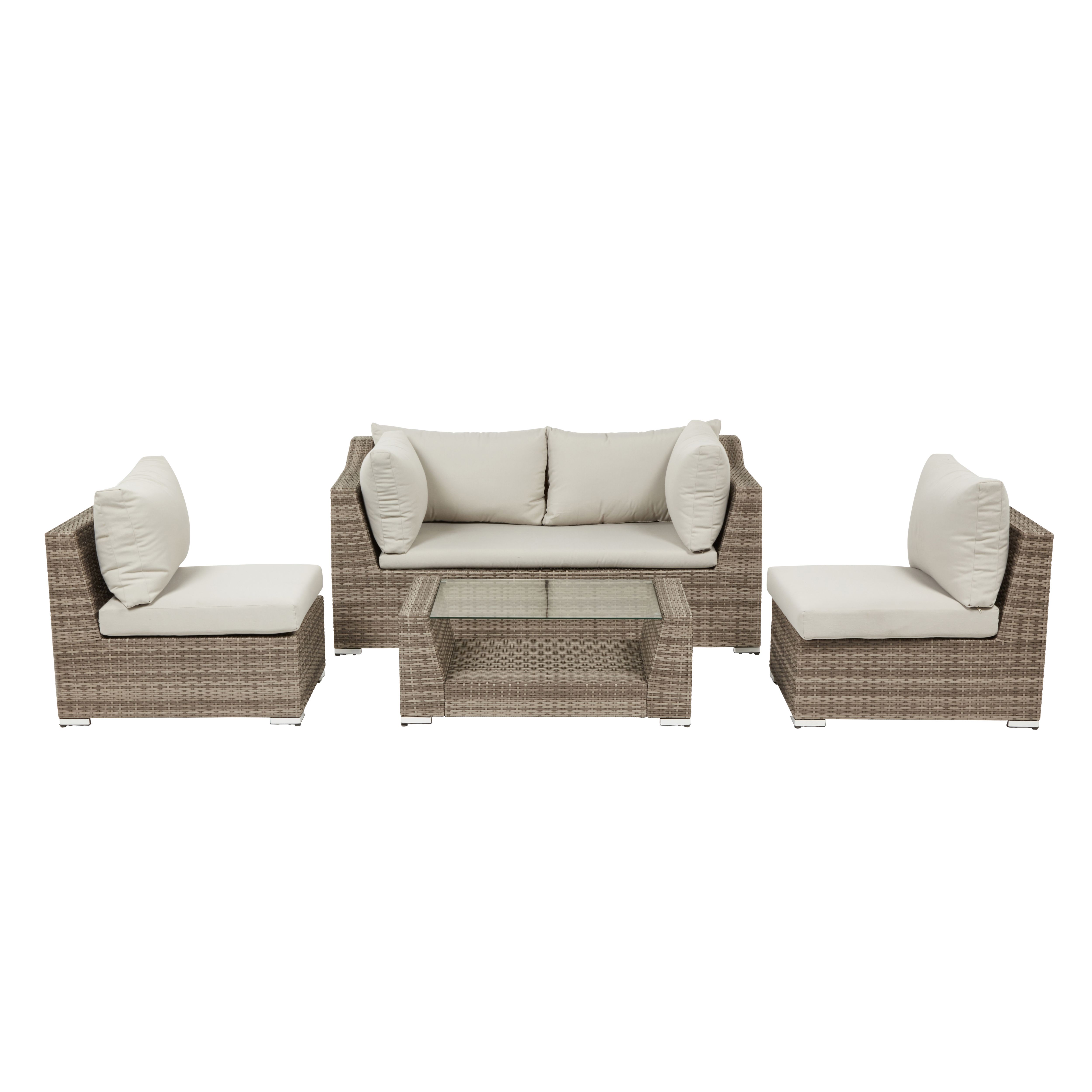 GoodHome Maevea Grey Rattan effect 4 seater Garden furniture set