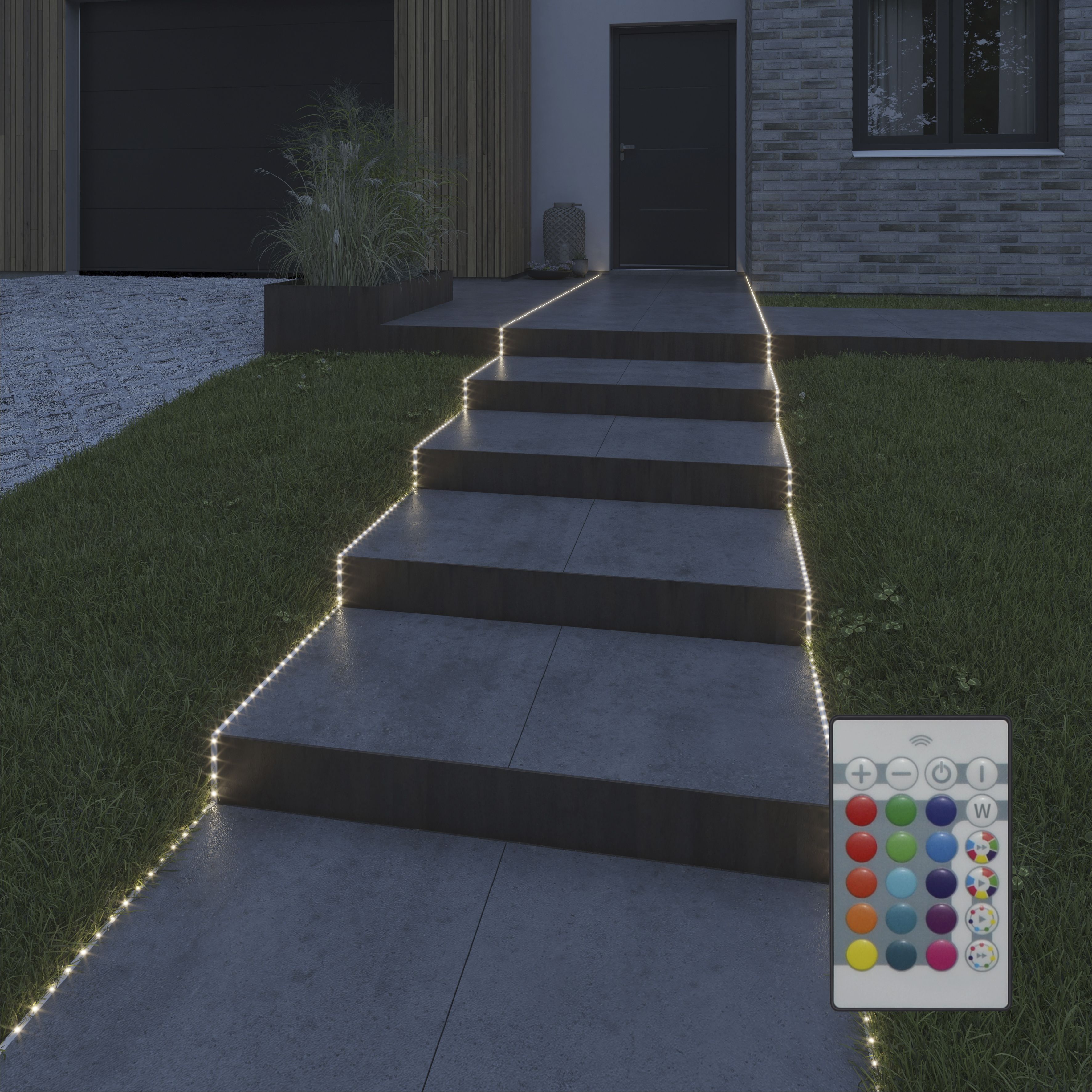 GoodHome Mains-powered (plug-in) LED RGB Strip light IP65 (L)15m