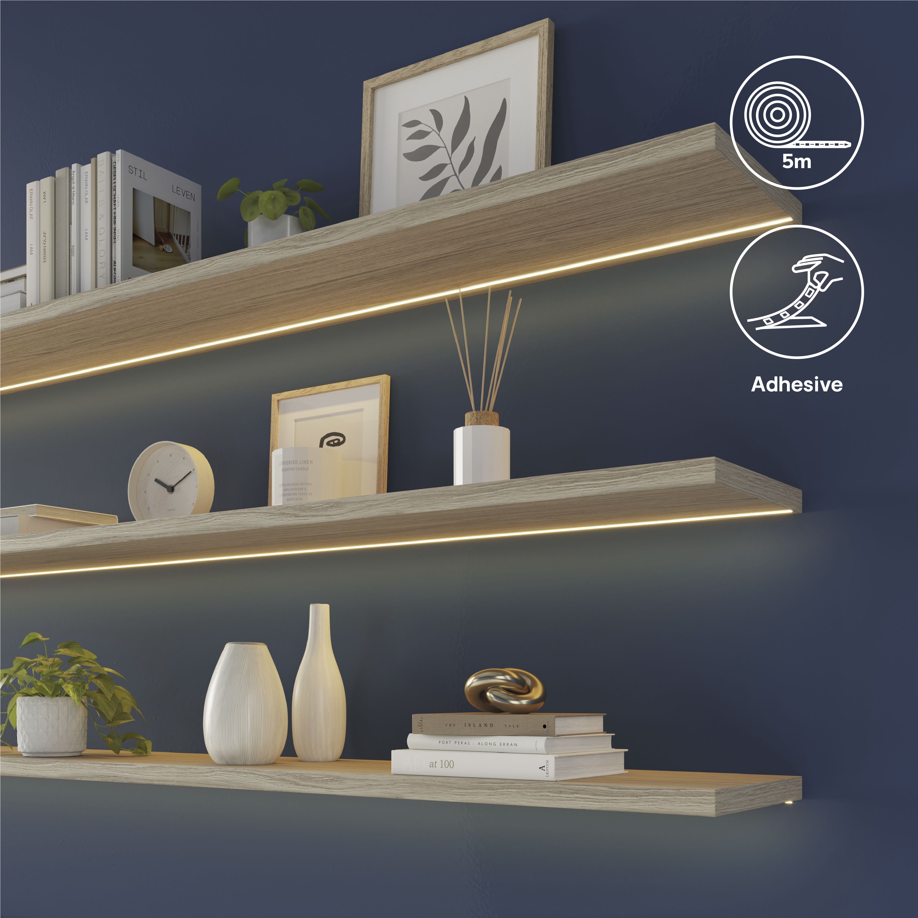 GoodHome Mains-powered (plug-in) LED Warm white Strip light IP20 2000lm (L)5m