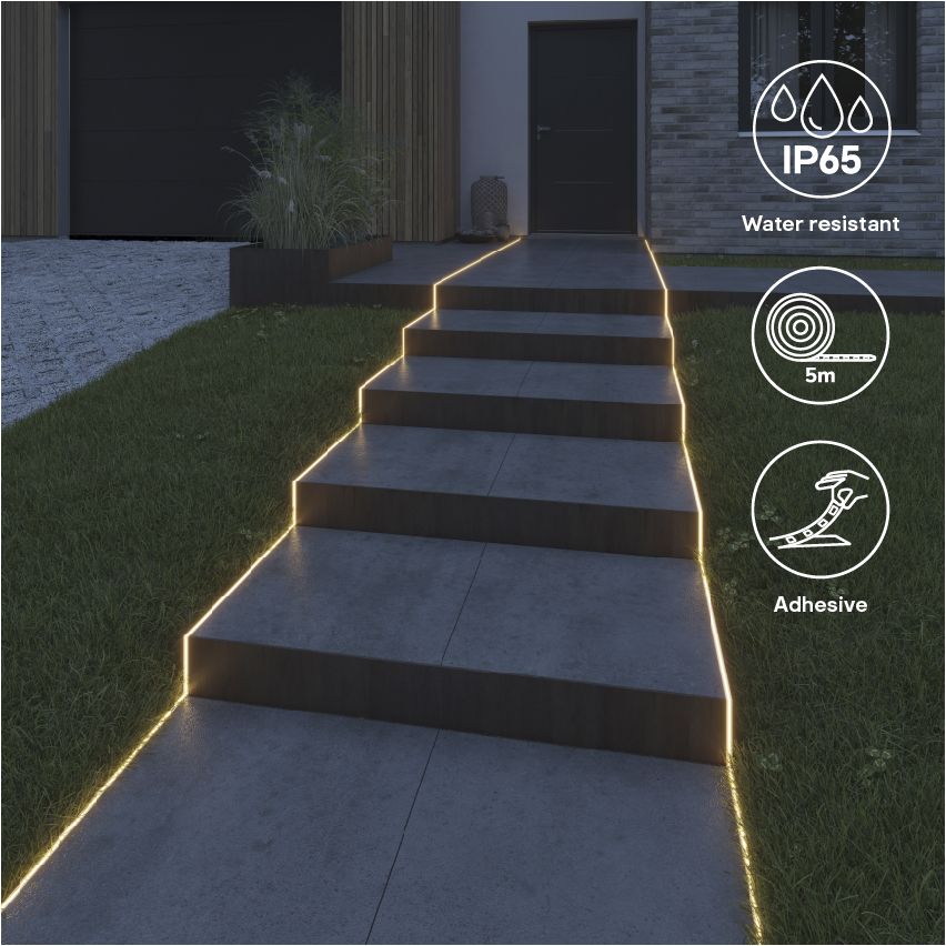 GoodHome Mains-powered (plug-in) LED Warm white Strip light IP65 2000lm (L)5m