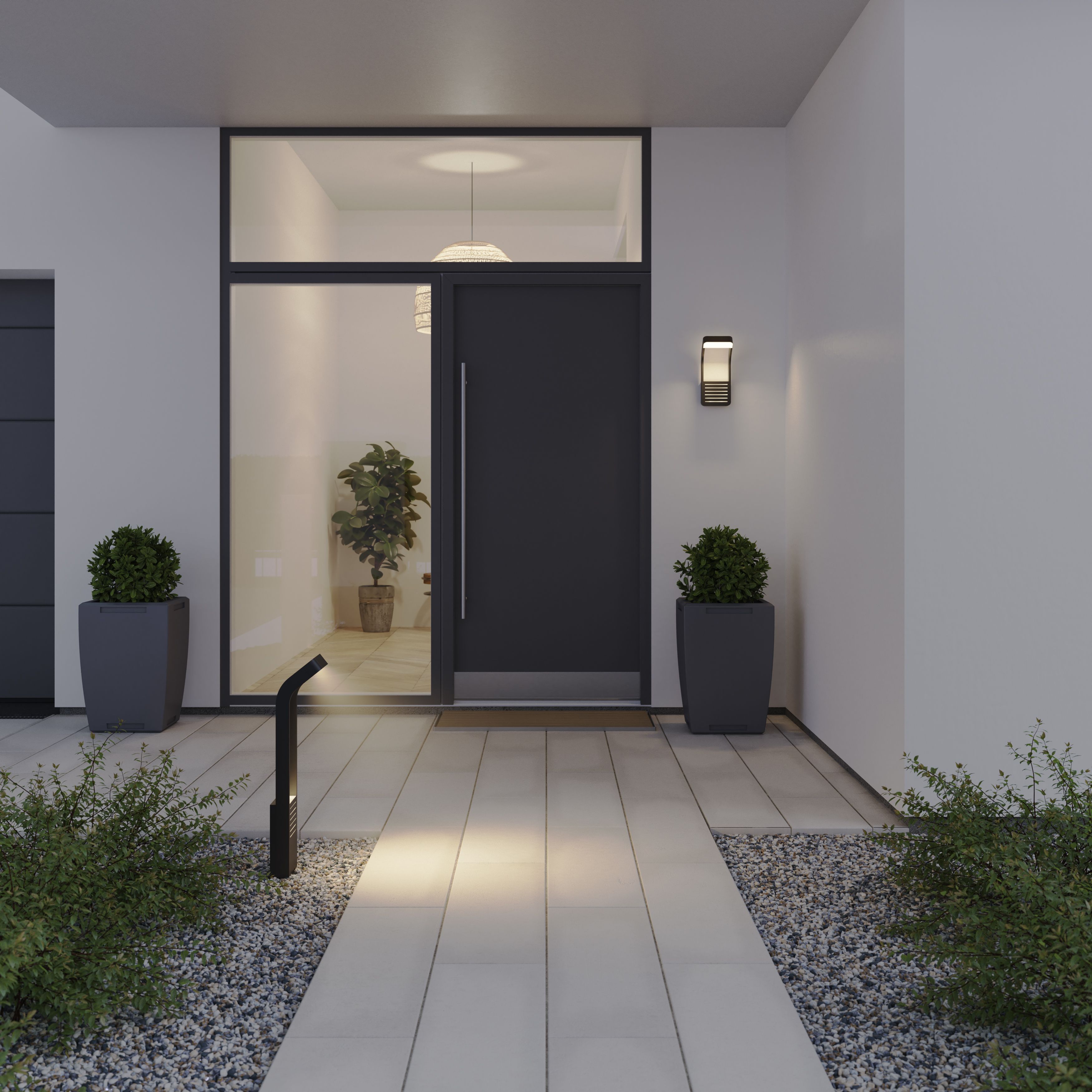 GoodHome Majorca Black Mains-powered 1 lamp Integrated LED Outdoor Post light (H)450mm