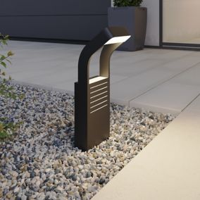 GoodHome Majorca Black Mains-powered 1 lamp Integrated LED Outdoor Post light (H)450mm