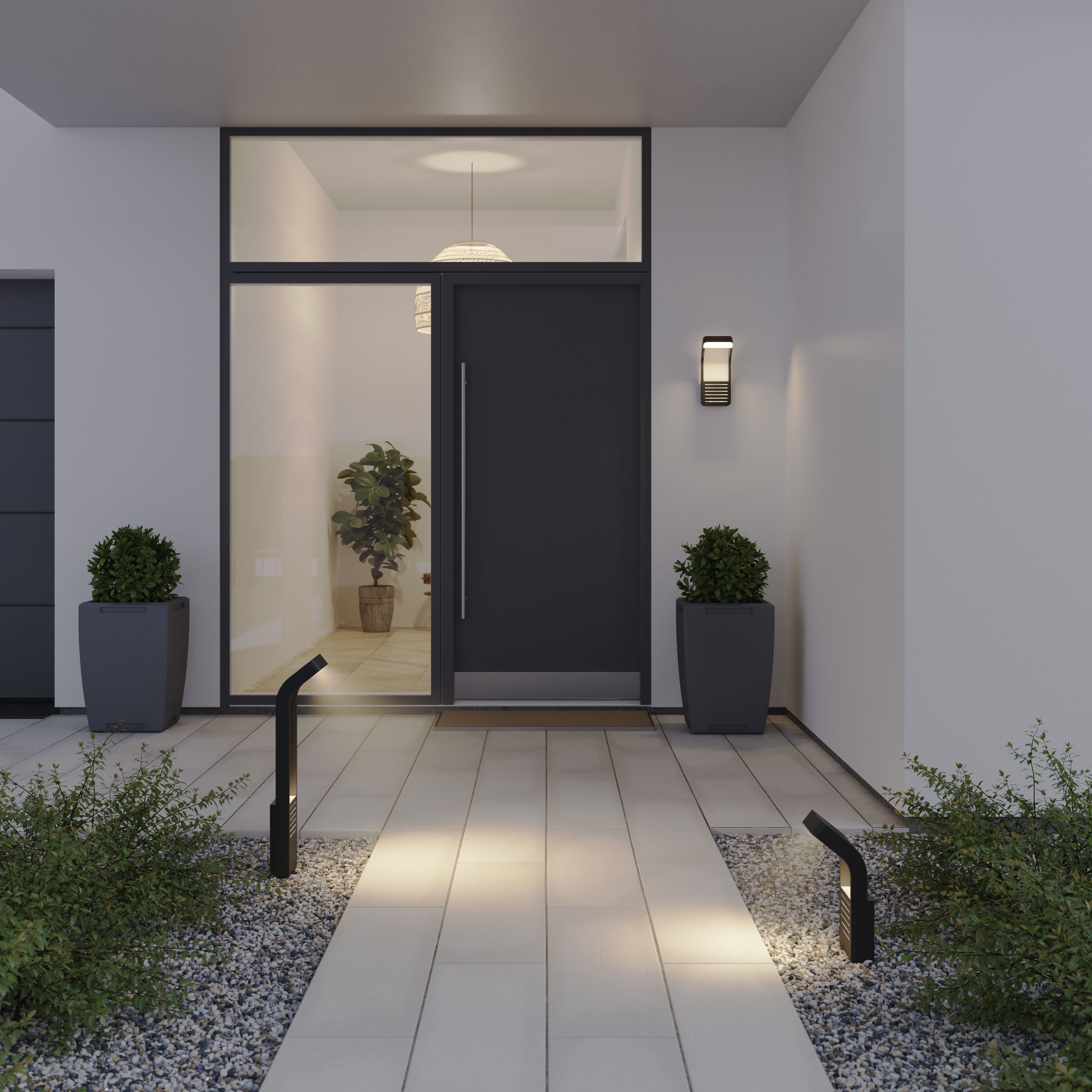 GoodHome Majorca Black Mains-powered 1 lamp Integrated LED Outdoor Post light (H)700mm