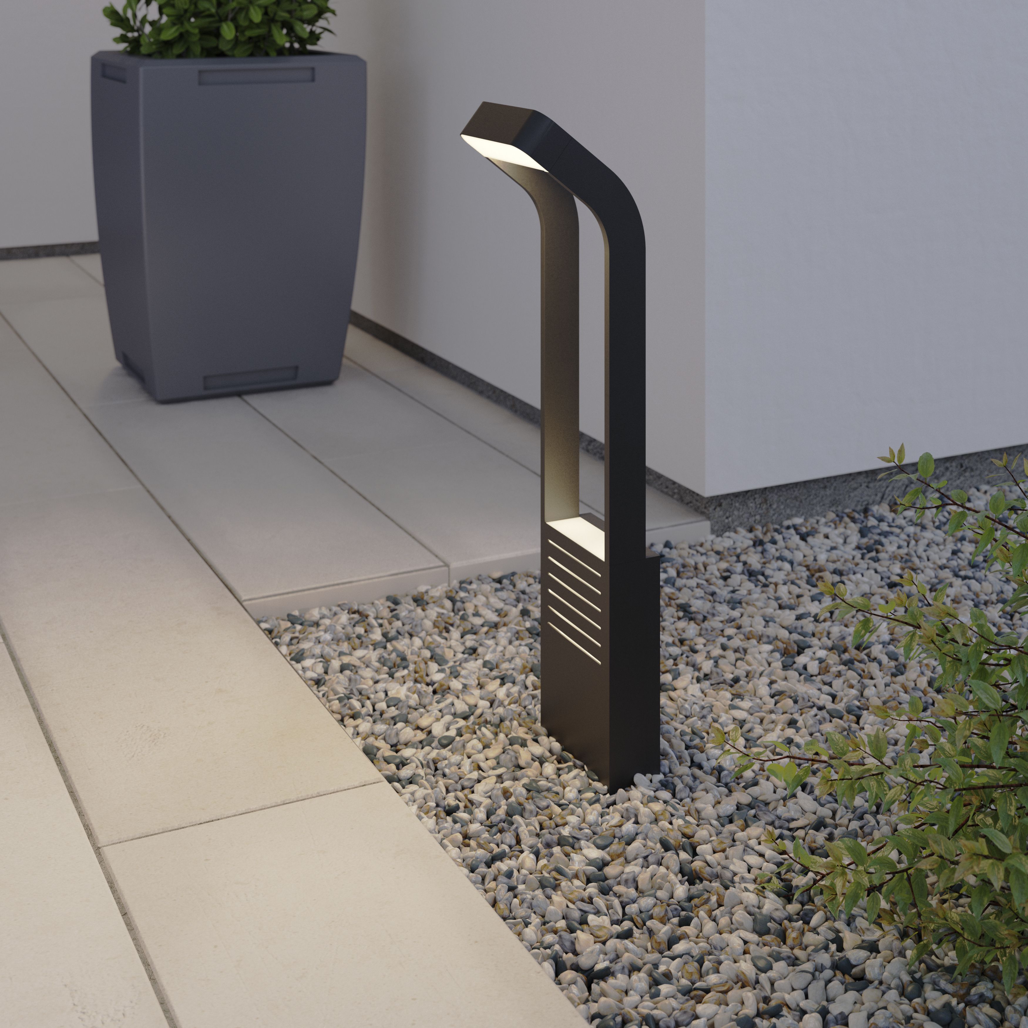 GoodHome Majorca Black Mains-powered 1 lamp Integrated LED Outdoor Post light (H)700mm