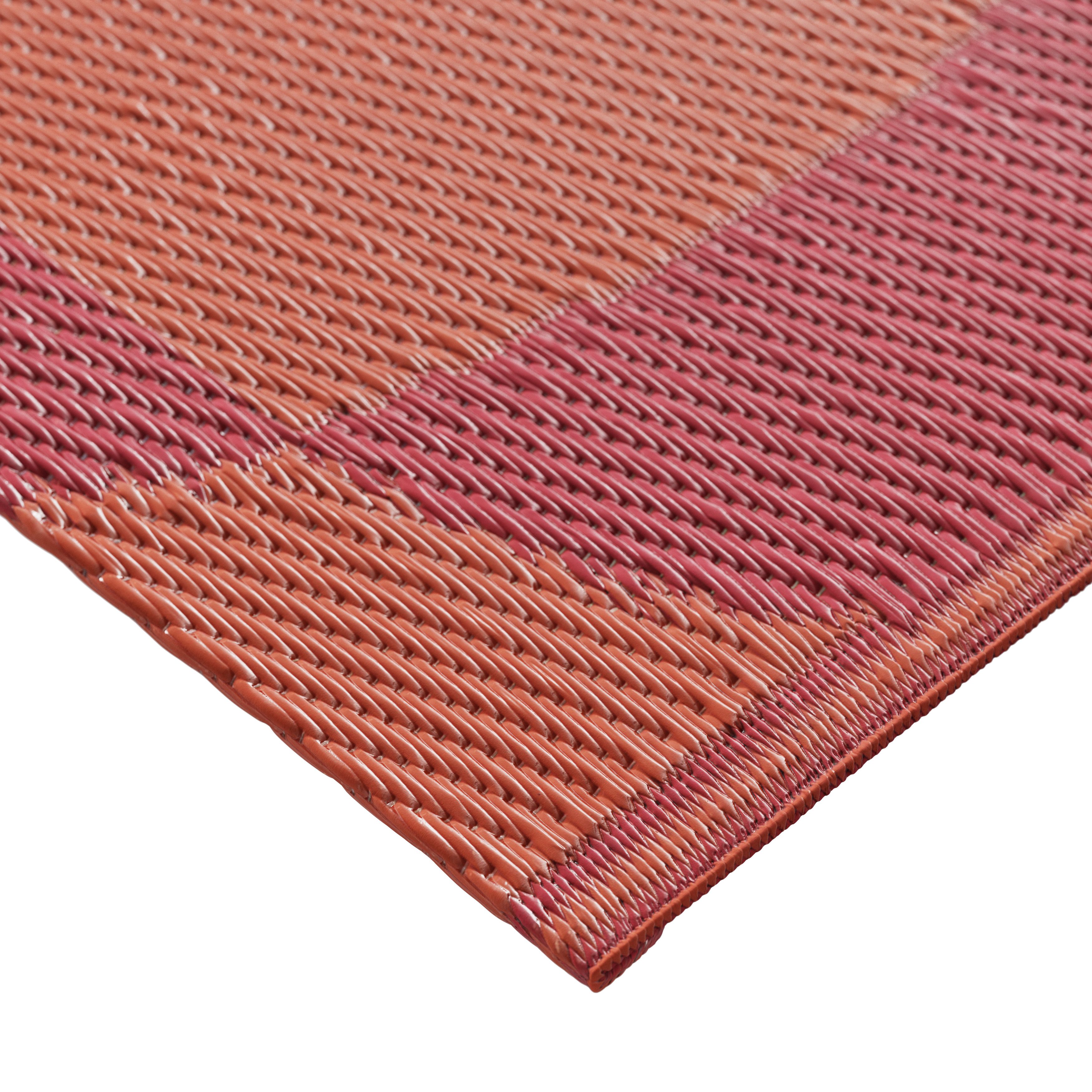GoodHome Malaita Blue & Red Fragment Woven effect Reversible Small Outdoor Rug 180cmx70cm