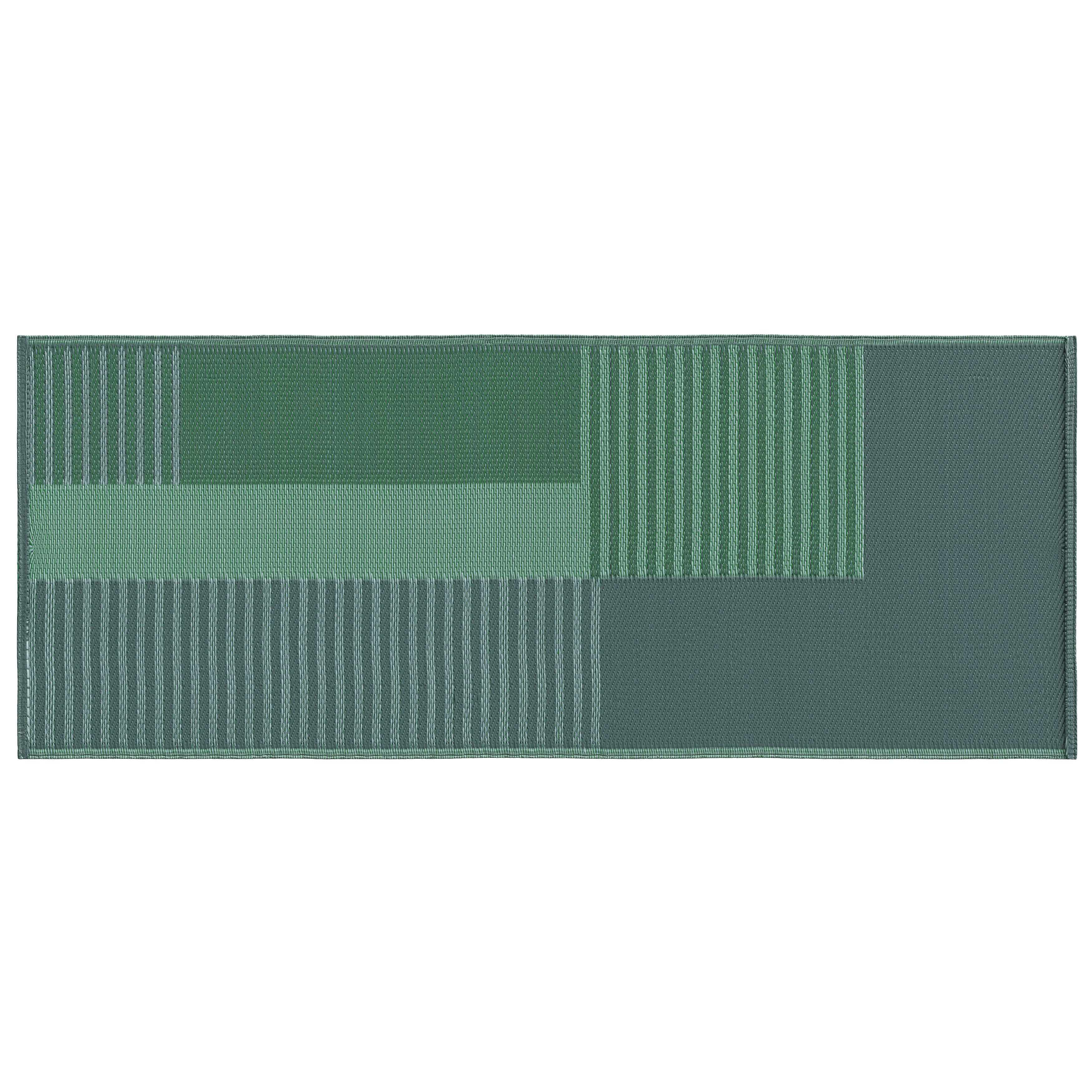 GoodHome Malaita Green Geometric Woven effect Reversible Small Outdoor Rug 180cmx70cm