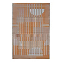 GoodHome Malaita Orange & Beige Graphic Woven effect Reversible Medium Outdoor Rug 180cmx120cm