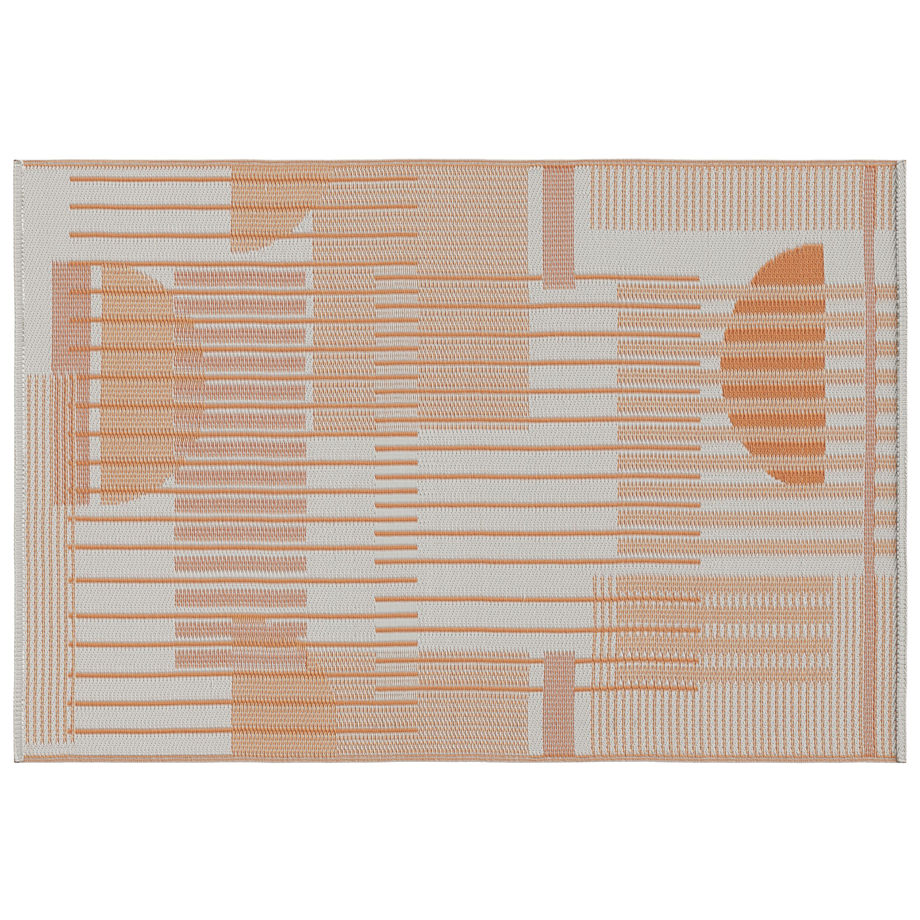 GoodHome Malaita Orange & Beige Graphic Woven effect Reversible Medium Outdoor Rug 180cmx120cm